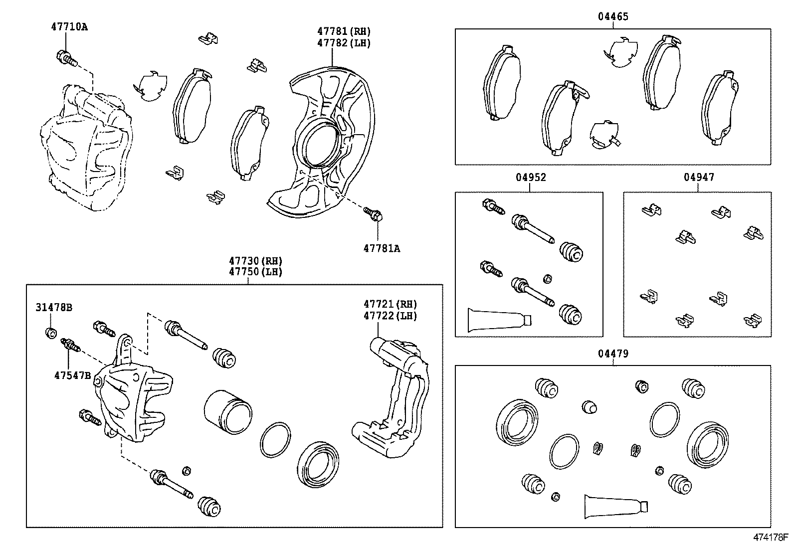 Daihatsu 0494705040 - Piederumu komplekts, Disku bremžu uzlikas ps1.lv