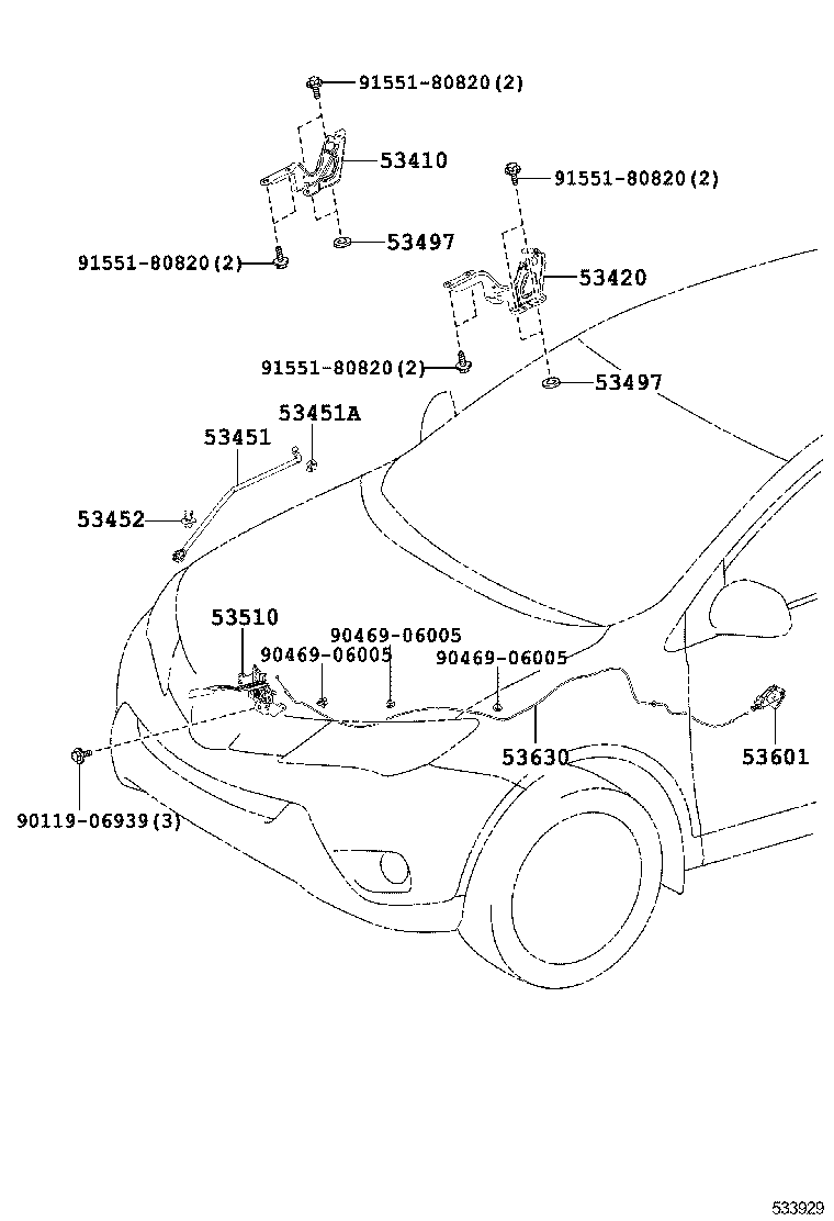 TOYOTA 53630-42110 - Motora pārsega slēdzenes trose ps1.lv