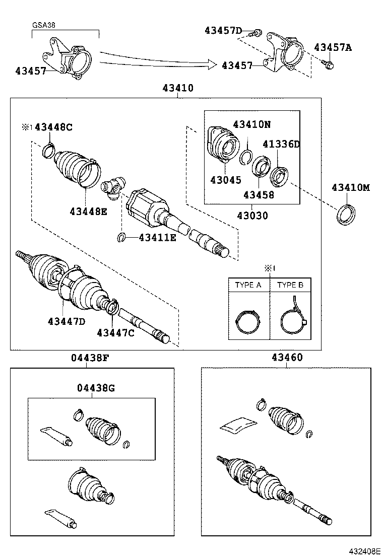 TOYOTA 43410-42140 - Šarnīru komplekts, Piedziņas vārpsta ps1.lv