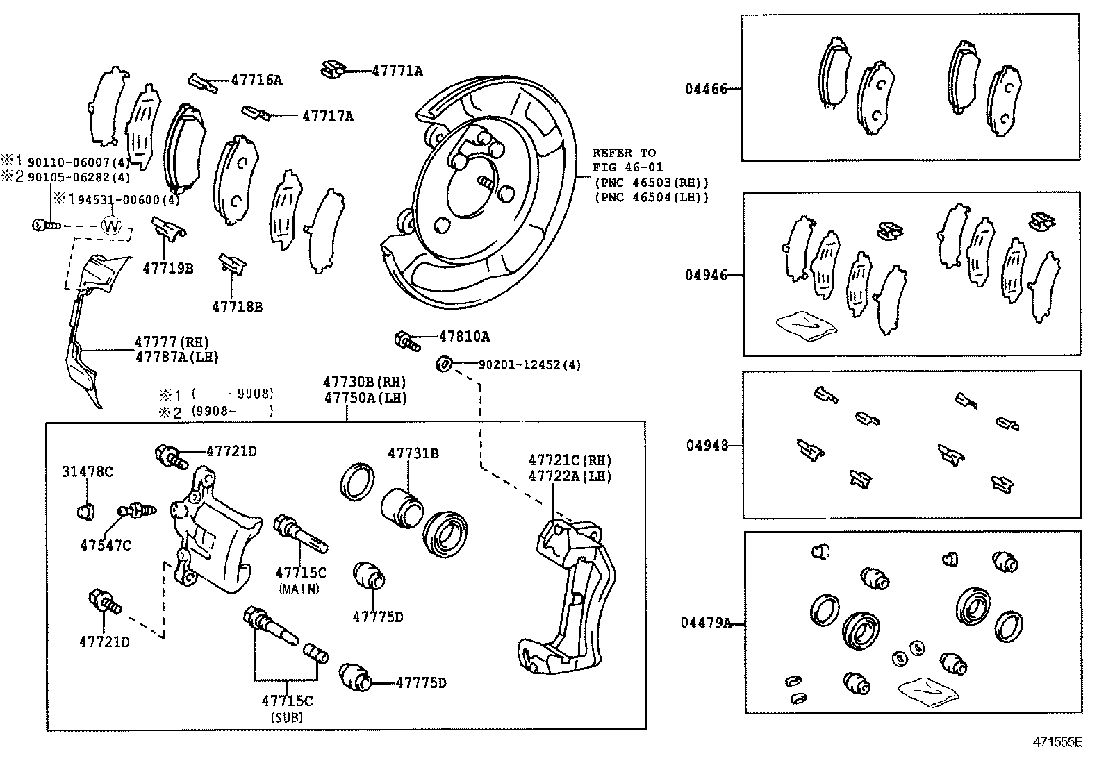 TOYOTA 04479-60250 - Remkomplekts, Bremžu suports ps1.lv