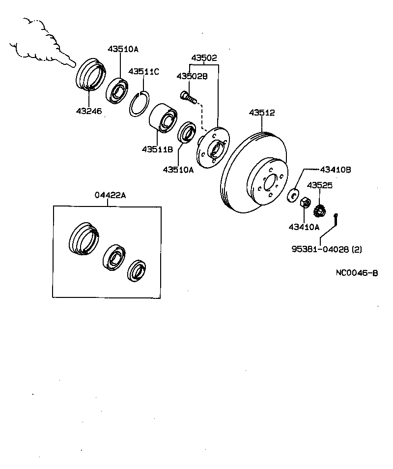 TOYOTA 9538104028 - Riteņa rumbas gultņa komplekts ps1.lv