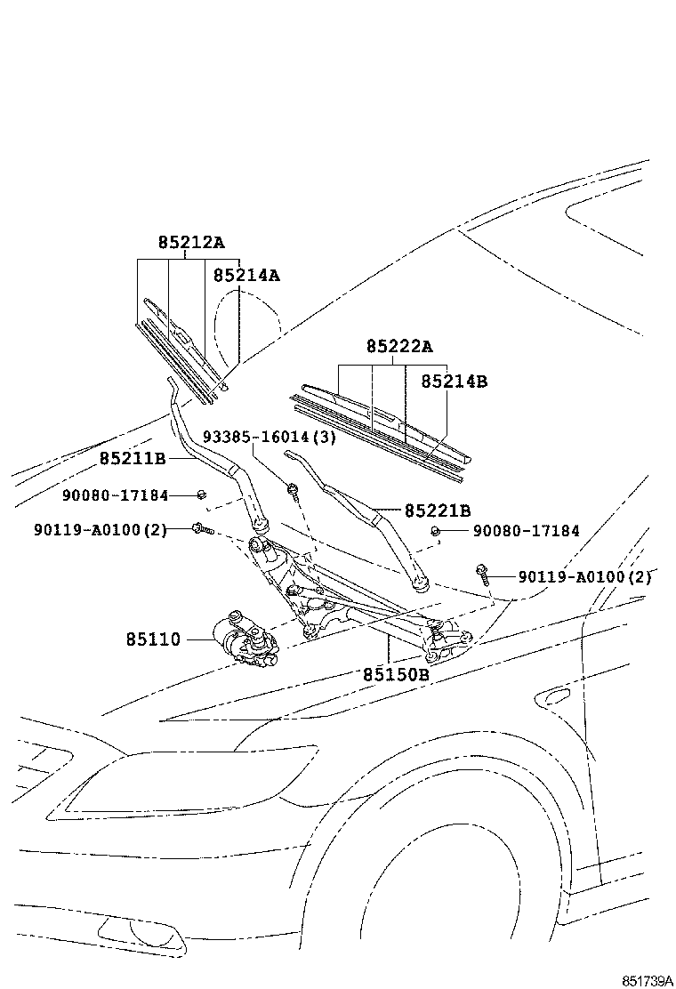 Daihatsu 8522206110 - Stikla tīrītāja slotiņa ps1.lv