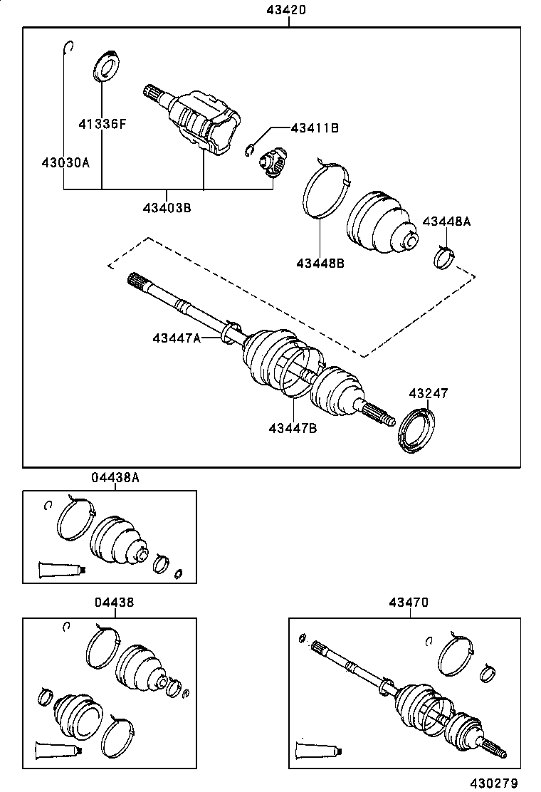 TOYOTA 43403-10010 - Šarnīru komplekts, Piedziņas vārpsta ps1.lv