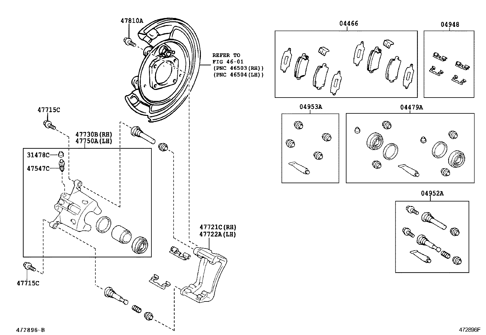 TOYOTA 0447902090 - Remkomplekts, Bremžu suports ps1.lv