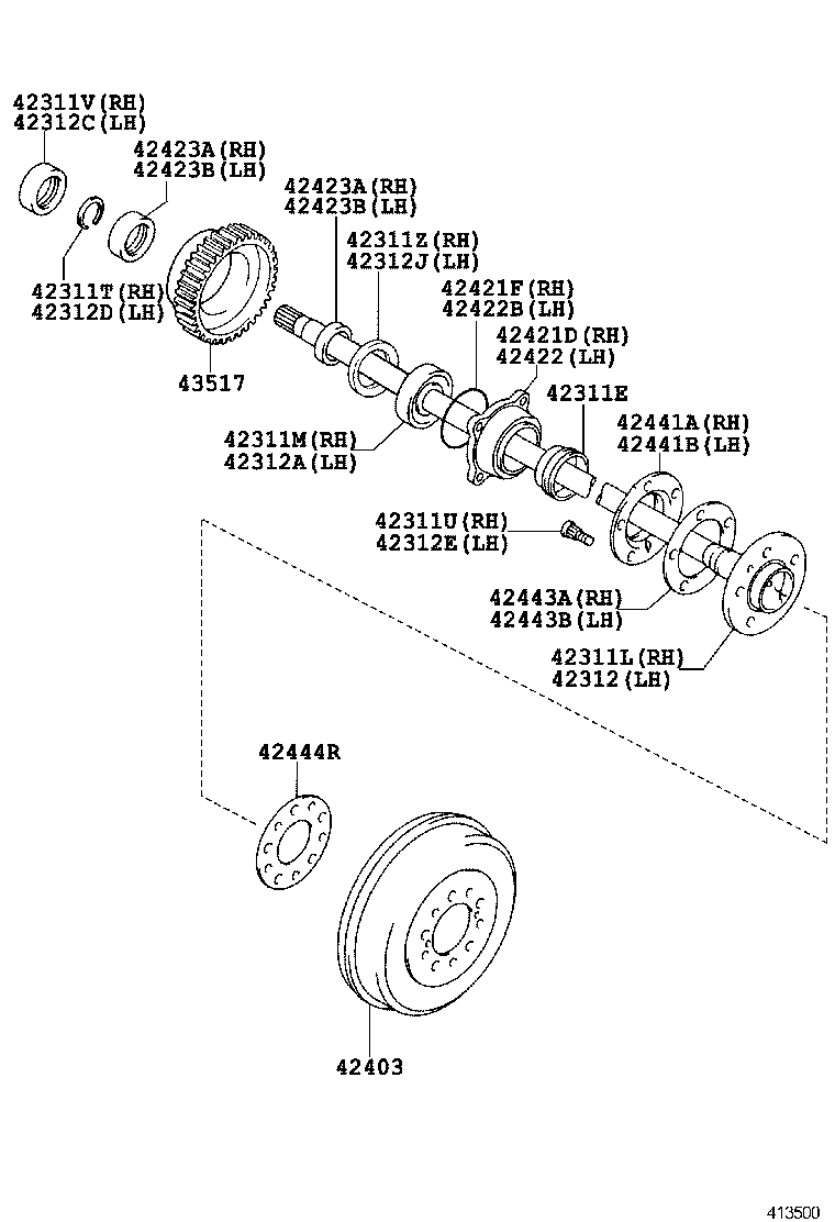 TOYOTA 42423-0K020 - Riteņa rumbas gultņa komplekts ps1.lv