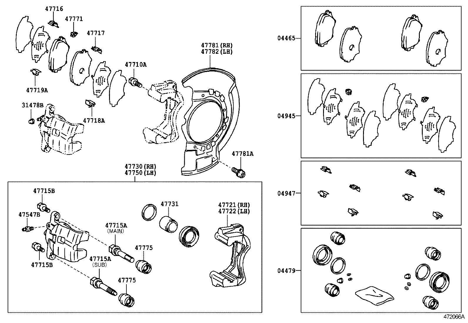 TOYOTA 04479 42040 - Remkomplekts, Bremžu suports ps1.lv