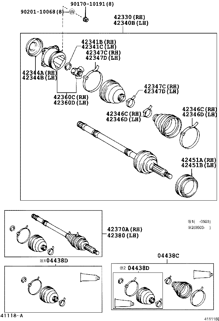 TOYOTA 0443842020 - Putekļusargs, Piedziņas vārpsta ps1.lv