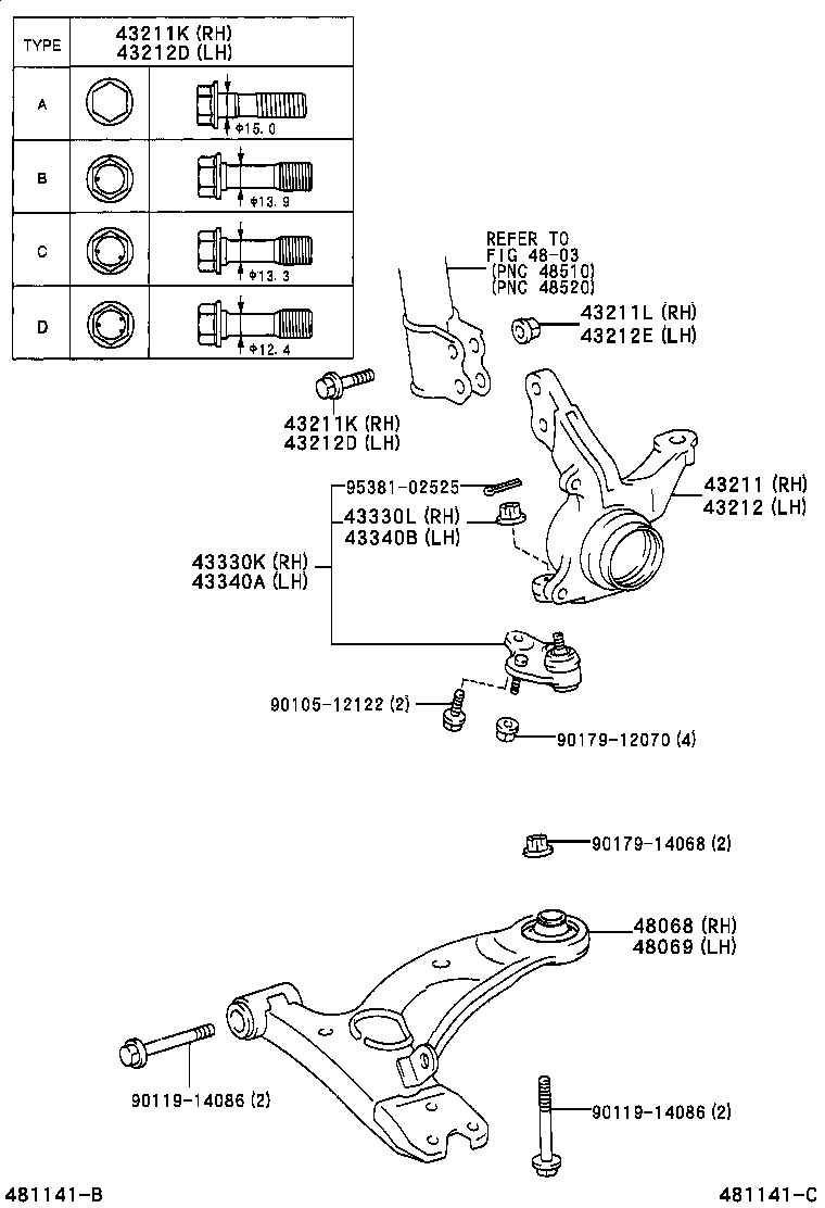 TOYOTA #48069-42041 - Neatkarīgās balstiekārtas svira, Riteņa piekare ps1.lv