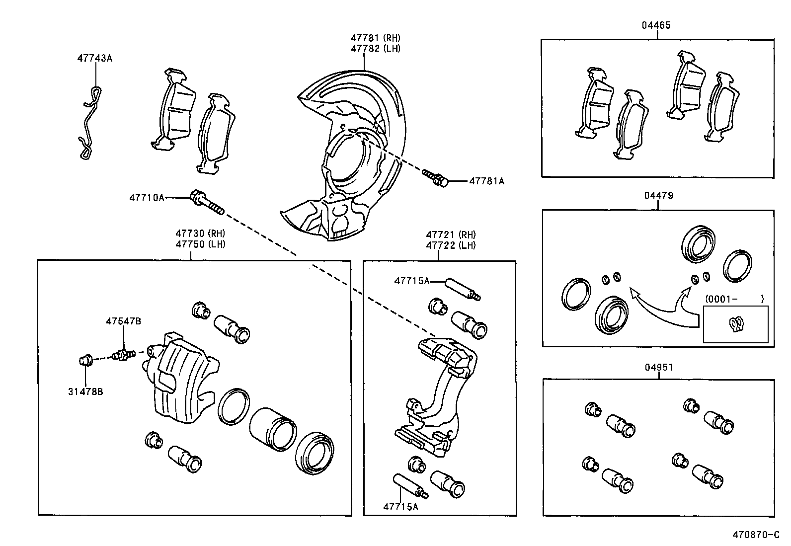 TOYOTA 4774805010 - Piederumu komplekts, Disku bremžu uzlikas ps1.lv