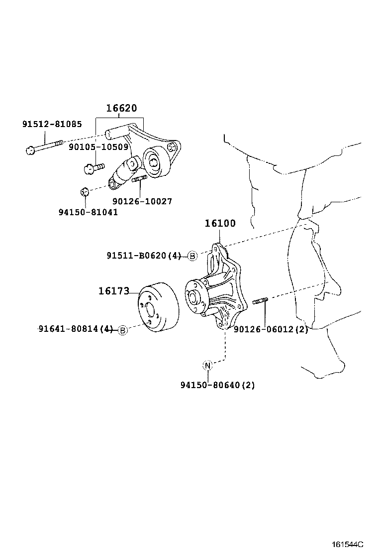 TOYOTA 16620-28010 - Siksnas spriegotājs, Ķīļsiksna ps1.lv