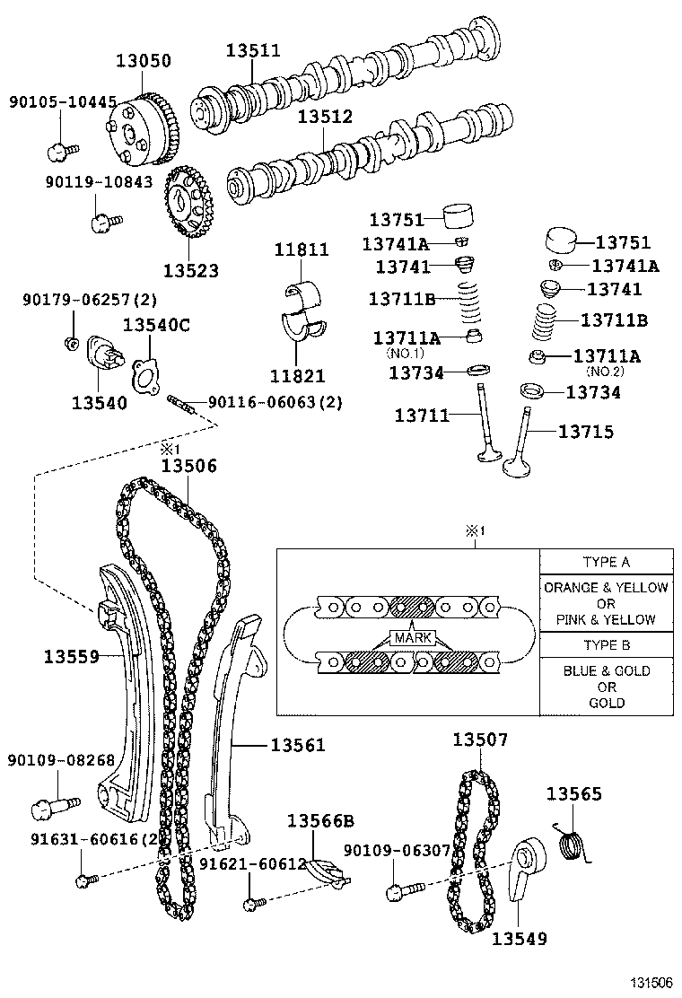 TOYOTA 13549-28011 - Sadales vārpstas piedziņas ķēdes komplekts ps1.lv