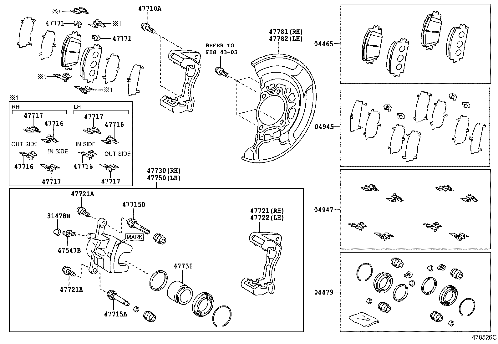 TOYOTA 04478-02320 - Remkomplekts, Bremžu suports ps1.lv