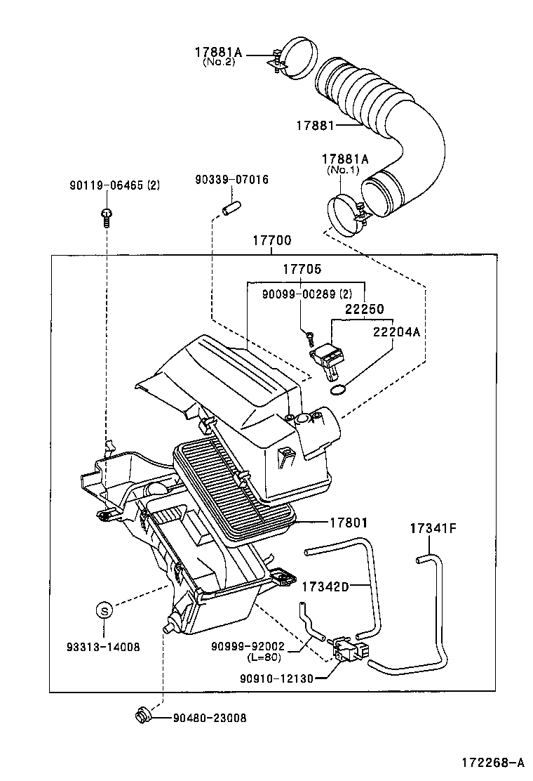 TOYOTA 17801-16020 - Gaisa filtrs ps1.lv