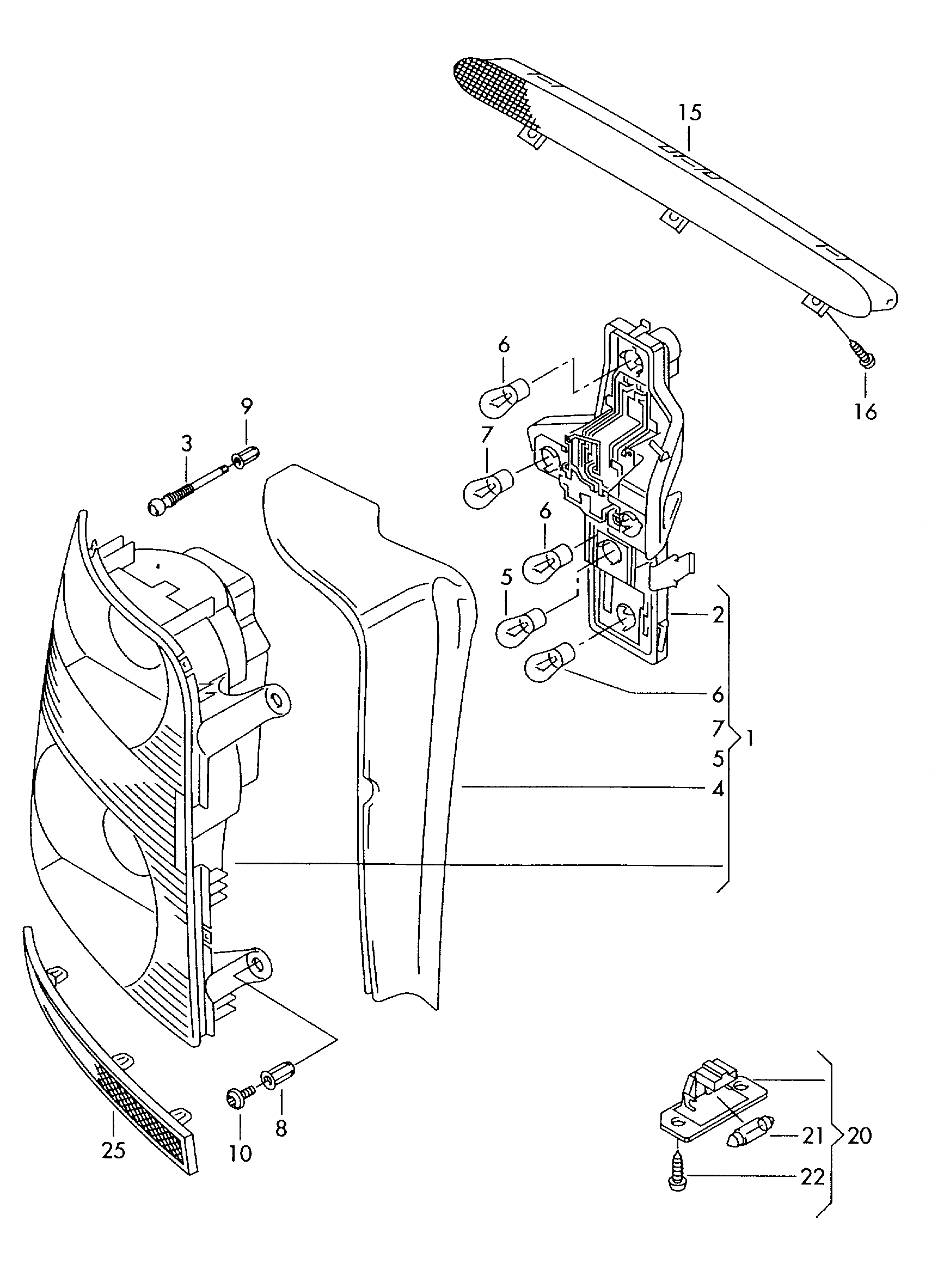 VAG 1T0 945 257 D - Spuldzes turētājs, Aizmugurējais lukturis ps1.lv