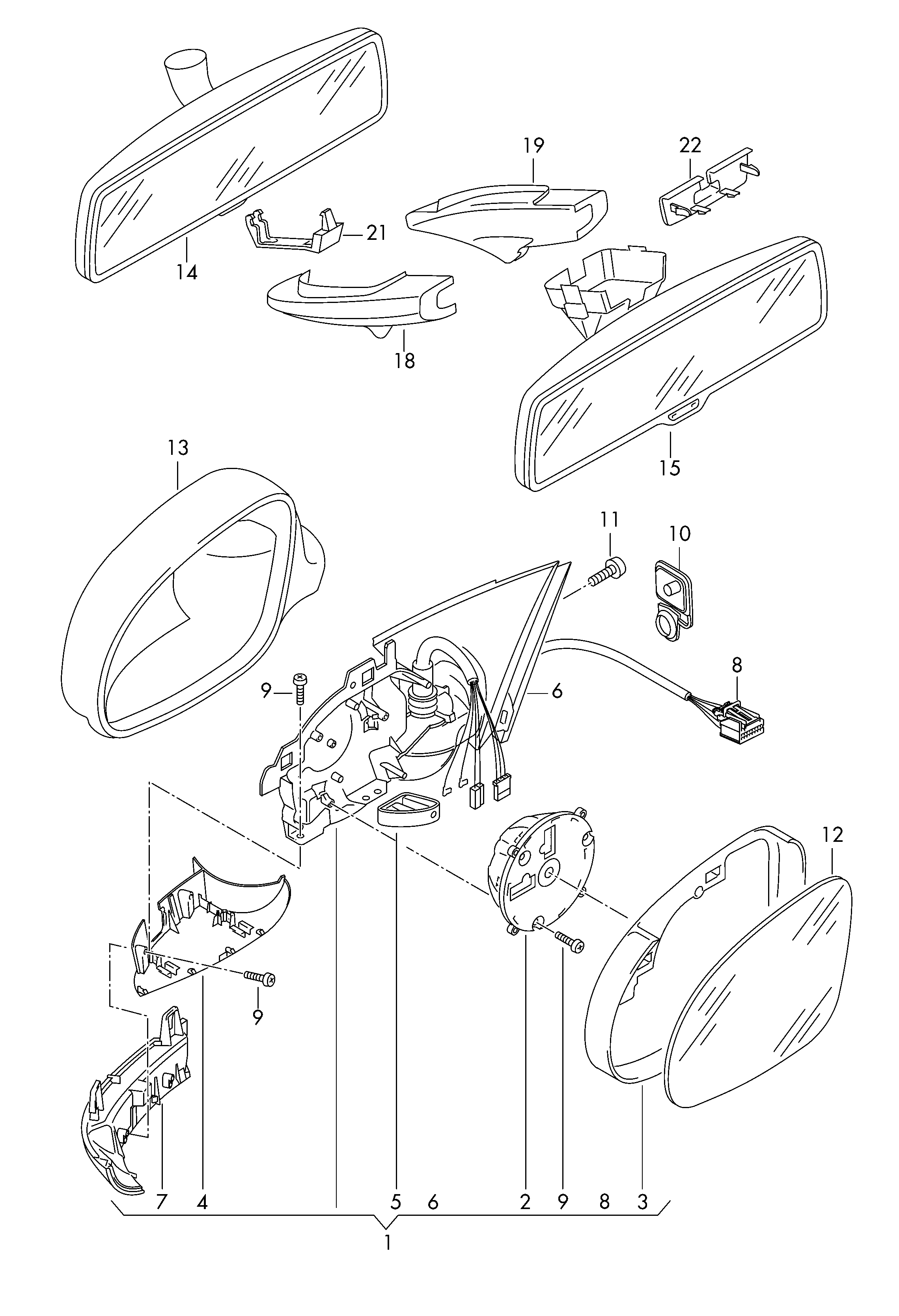 Seat 3C0857522 - Spoguļstikls, Ārējais atpakaļskata spogulis ps1.lv