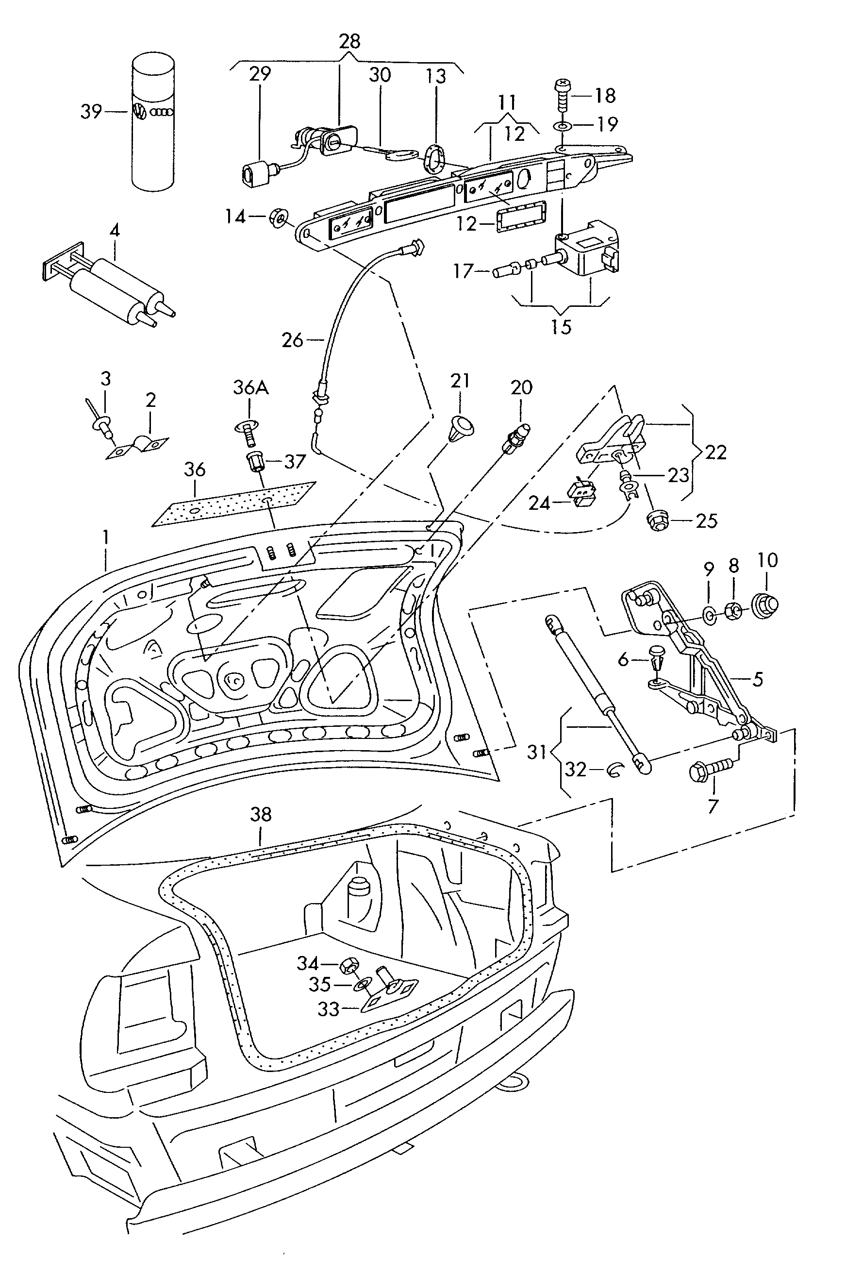 VAG 3B5 827 550E - Gāzes atspere, Bagāžas / Kravas nodalījuma vāks ps1.lv