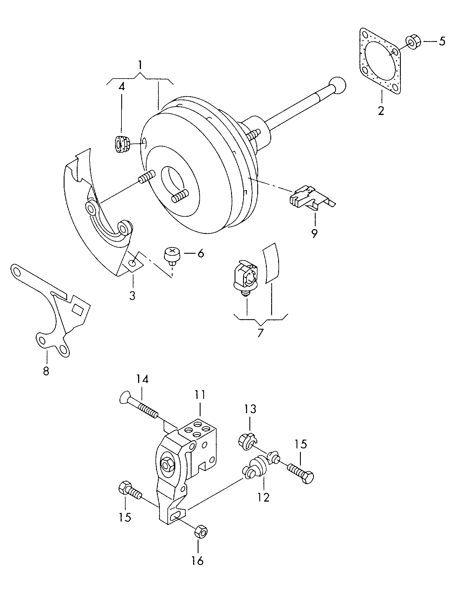 AUDI 1J1614106J - Bremžu pastiprinātājs ps1.lv