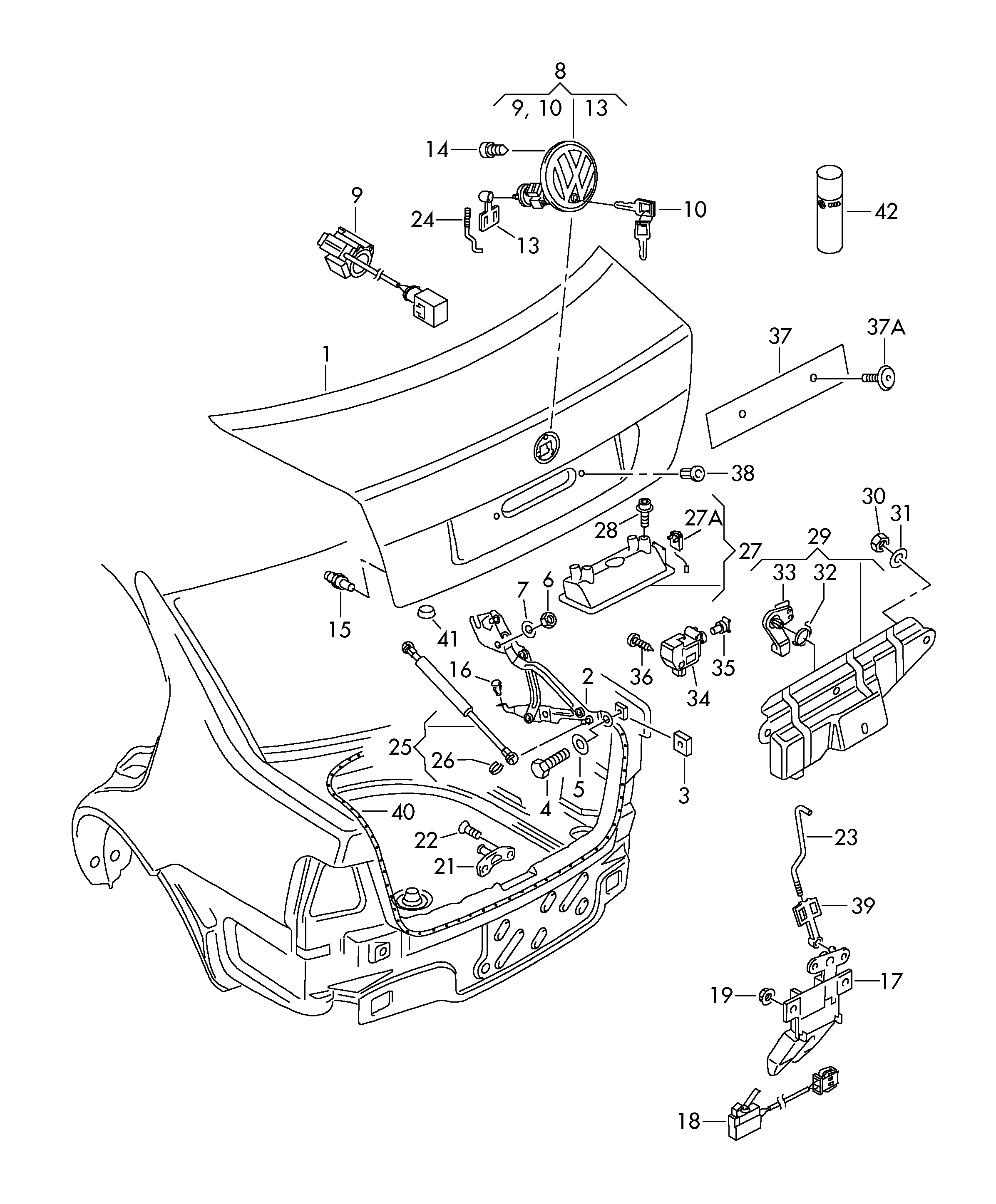 VAG 3B5 827 550G - Gāzes atspere, Bagāžas / Kravas nodalījuma vāks ps1.lv