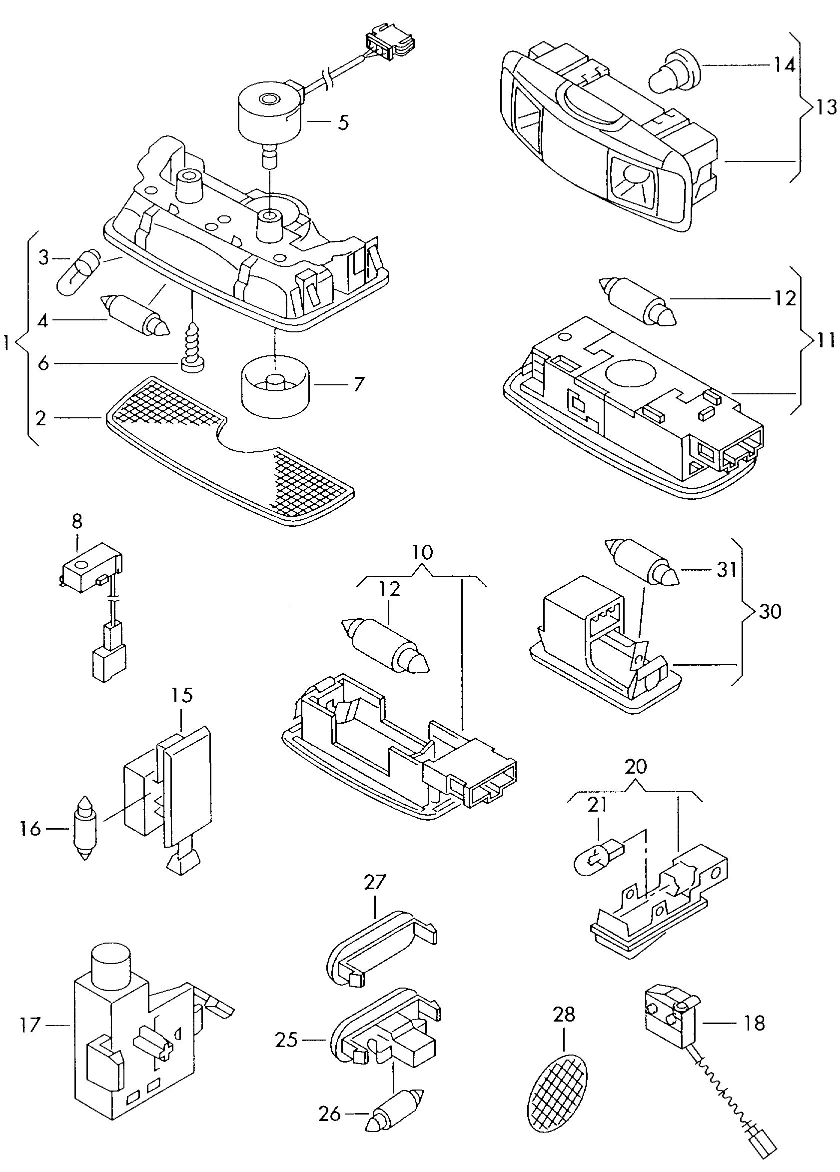 VAG 1J0947411E - Durvju ailes apgaismojums ps1.lv