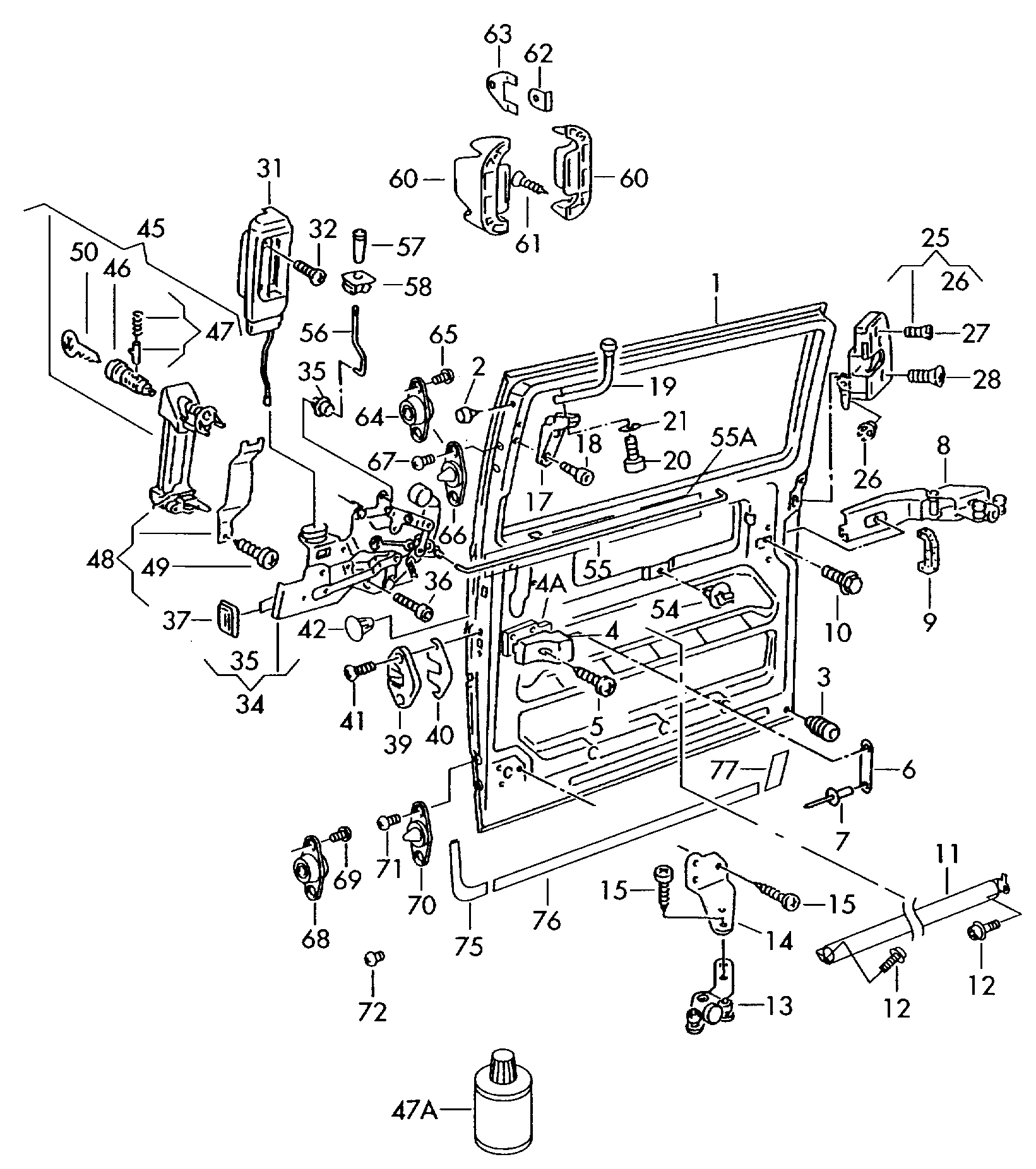 VAG 701 843 335A - Virzošais rullītis, Bīdāmās durvis ps1.lv