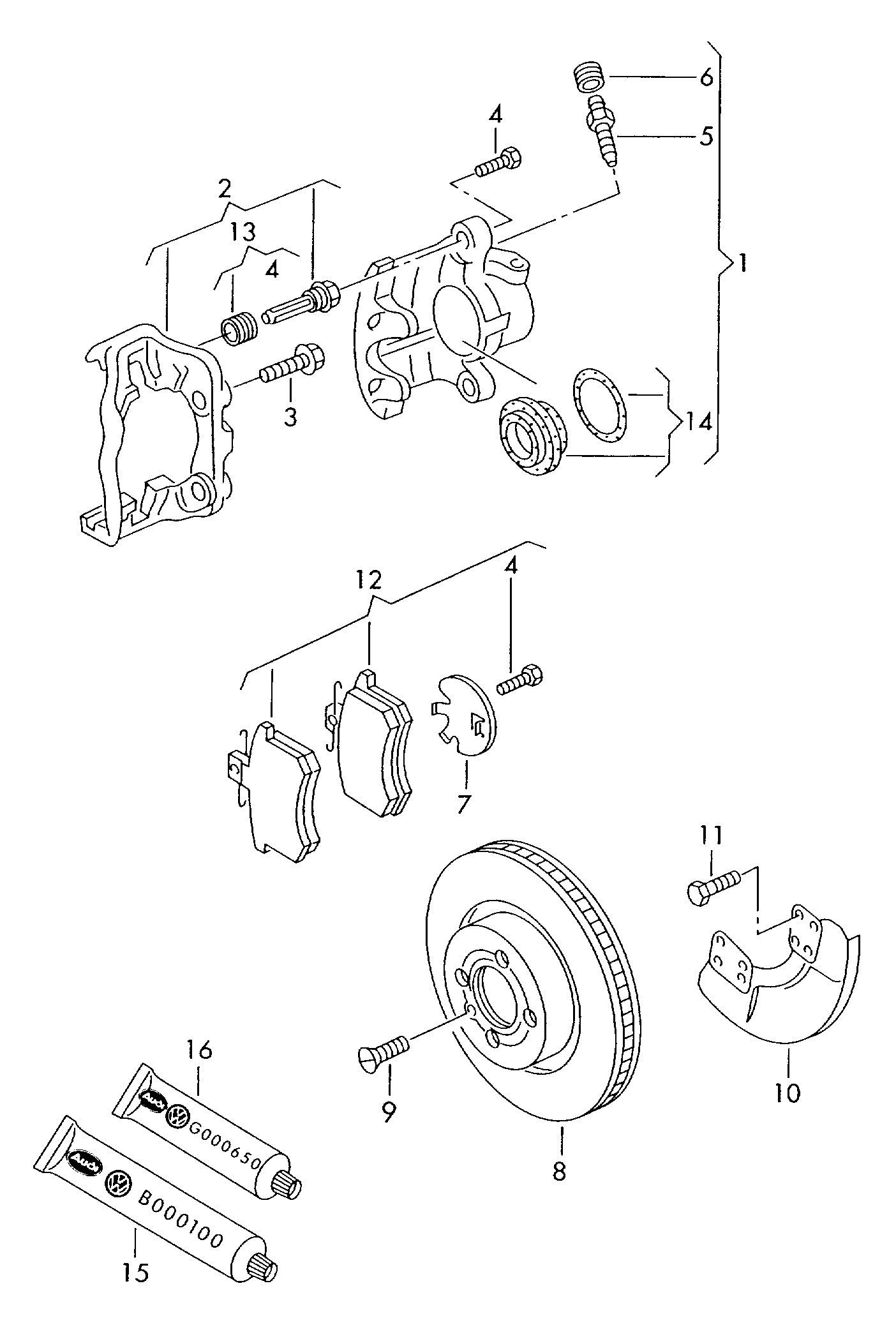 VAG 1HM 698 151 A - Bremžu uzliku kompl., Disku bremzes ps1.lv