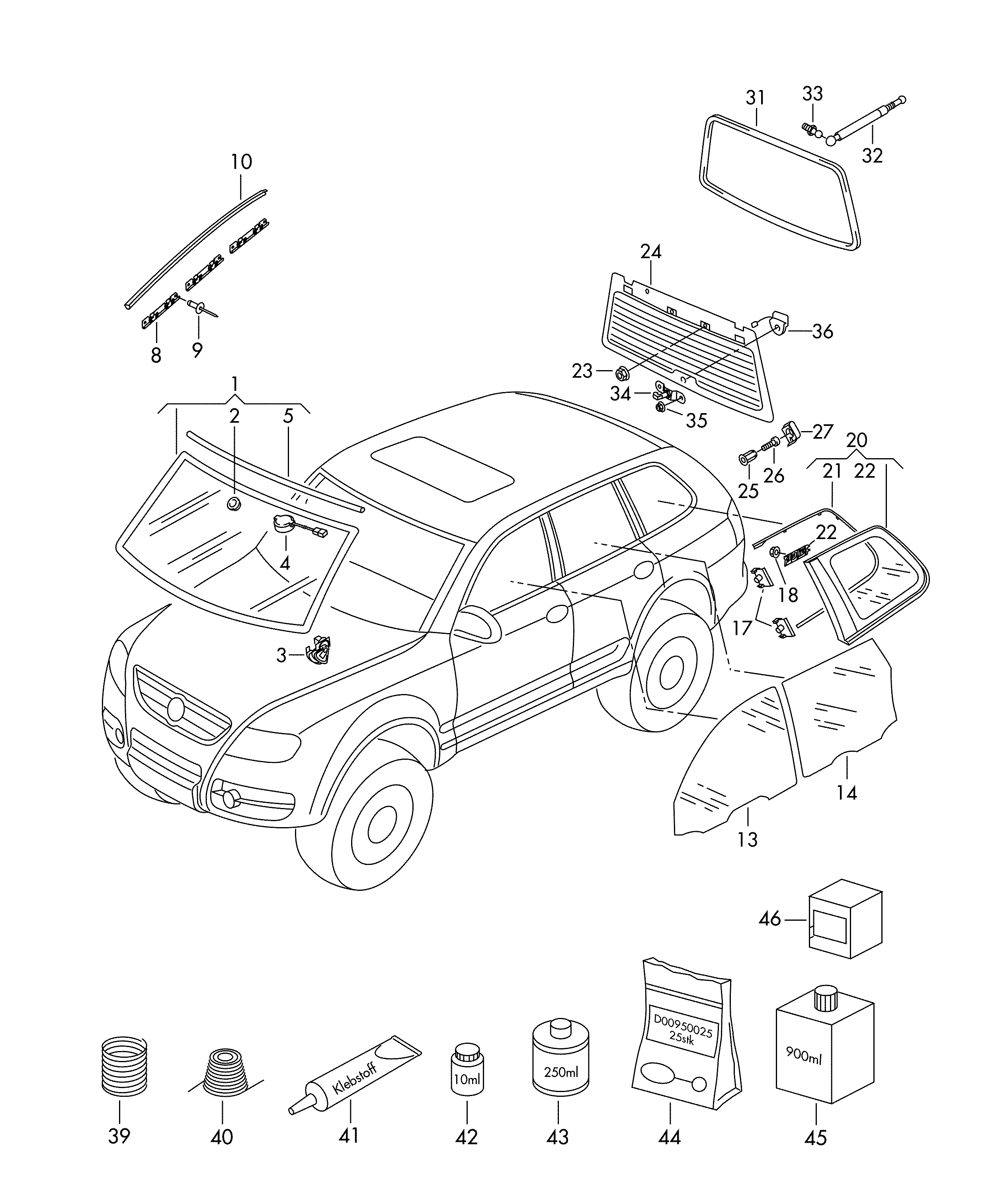 VAG 7L6 845 211 BG - Aizmugurējais stikls ps1.lv