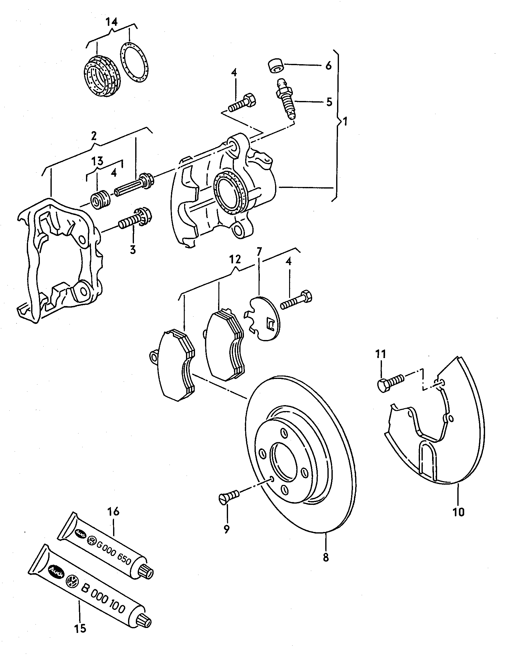 VAG 443 698 470 - Virzītājčaulu komplekts, Bremžu suports ps1.lv