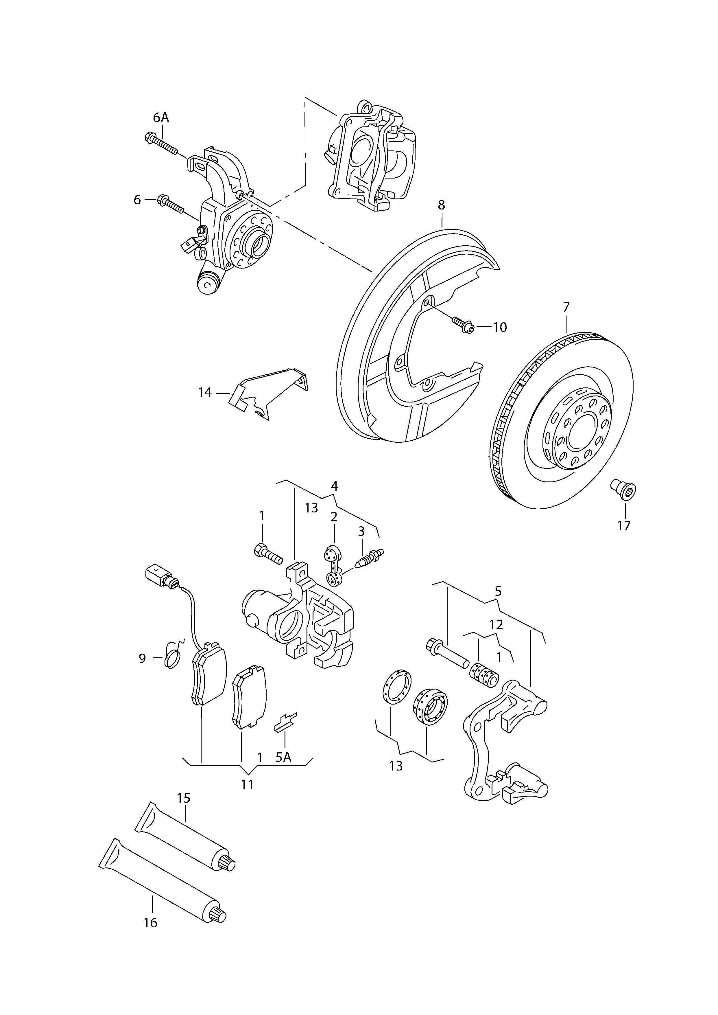 VAG 7E0698451A - Bremžu uzliku kompl., Disku bremzes ps1.lv