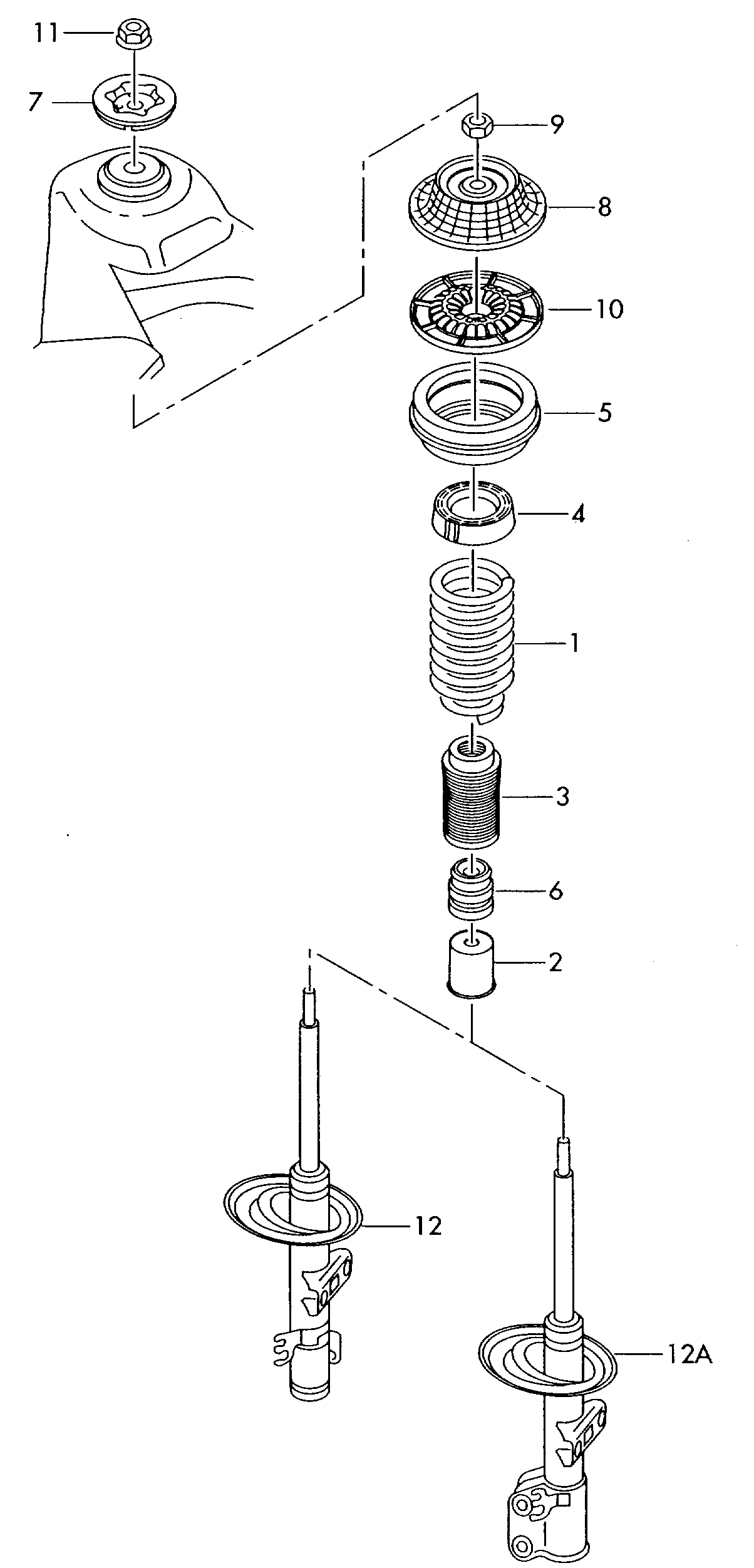 VAG 7E0412249B - Ritgultnis, Amortizatora statnes balsts ps1.lv