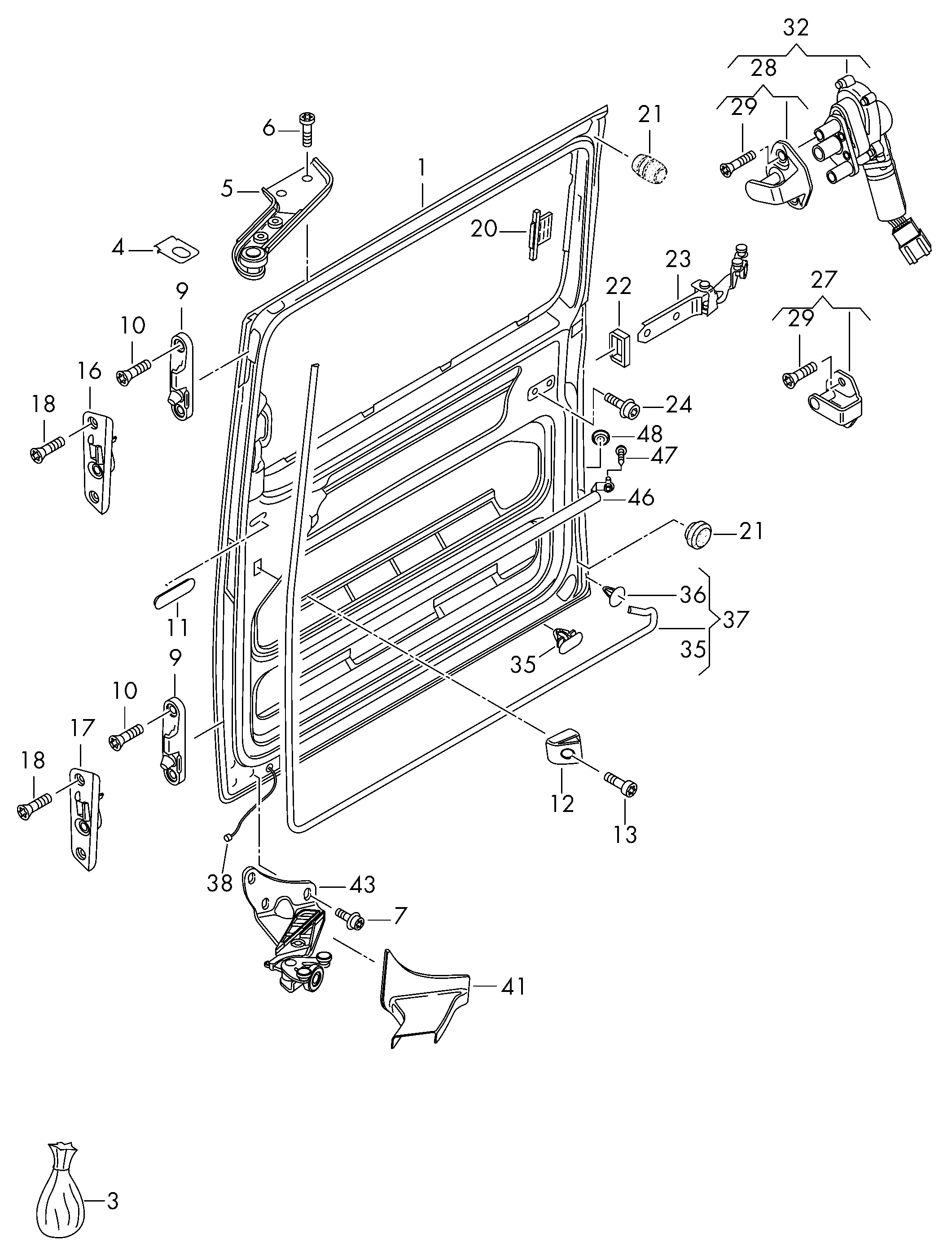 Skoda 7H0 843 436P - Virzošais rullītis, Bīdāmās durvis ps1.lv