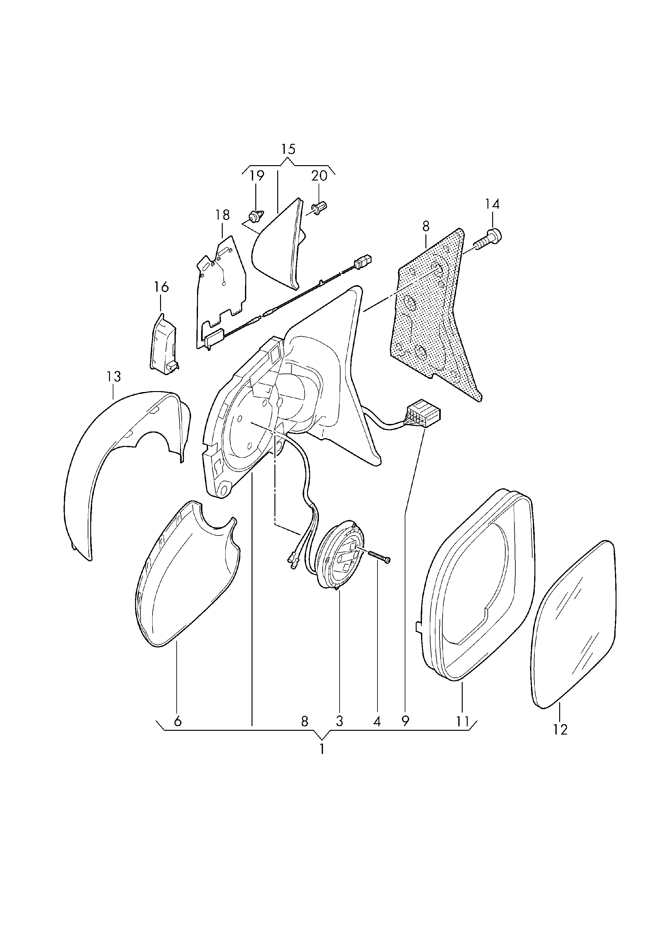 VAG 7E1857507CP - Ārējais atpakaļskata spogulis ps1.lv