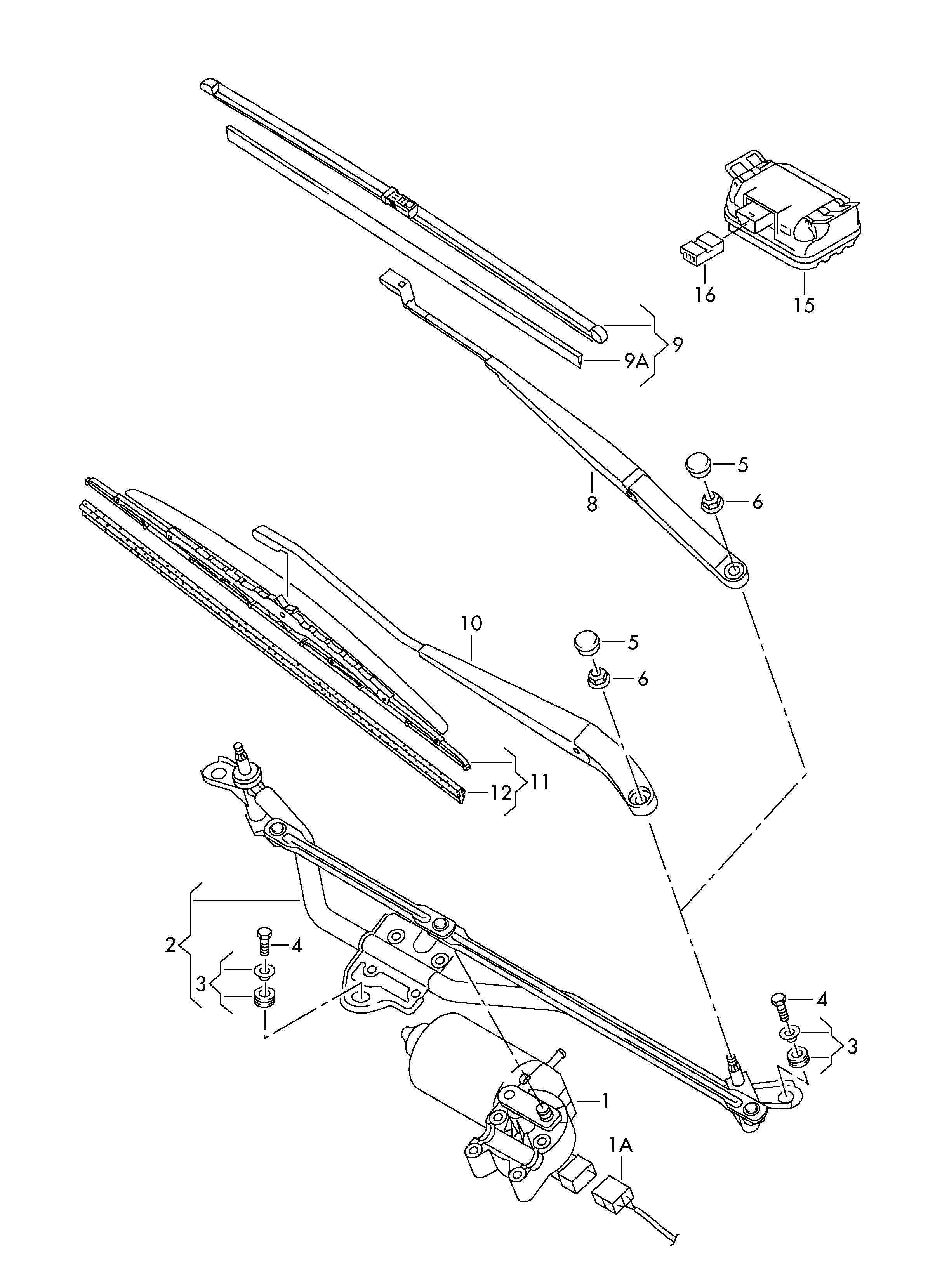 VAG 7H1 955 603A - Stiklu tīrītāja sviru un stiepņu sistēma ps1.lv