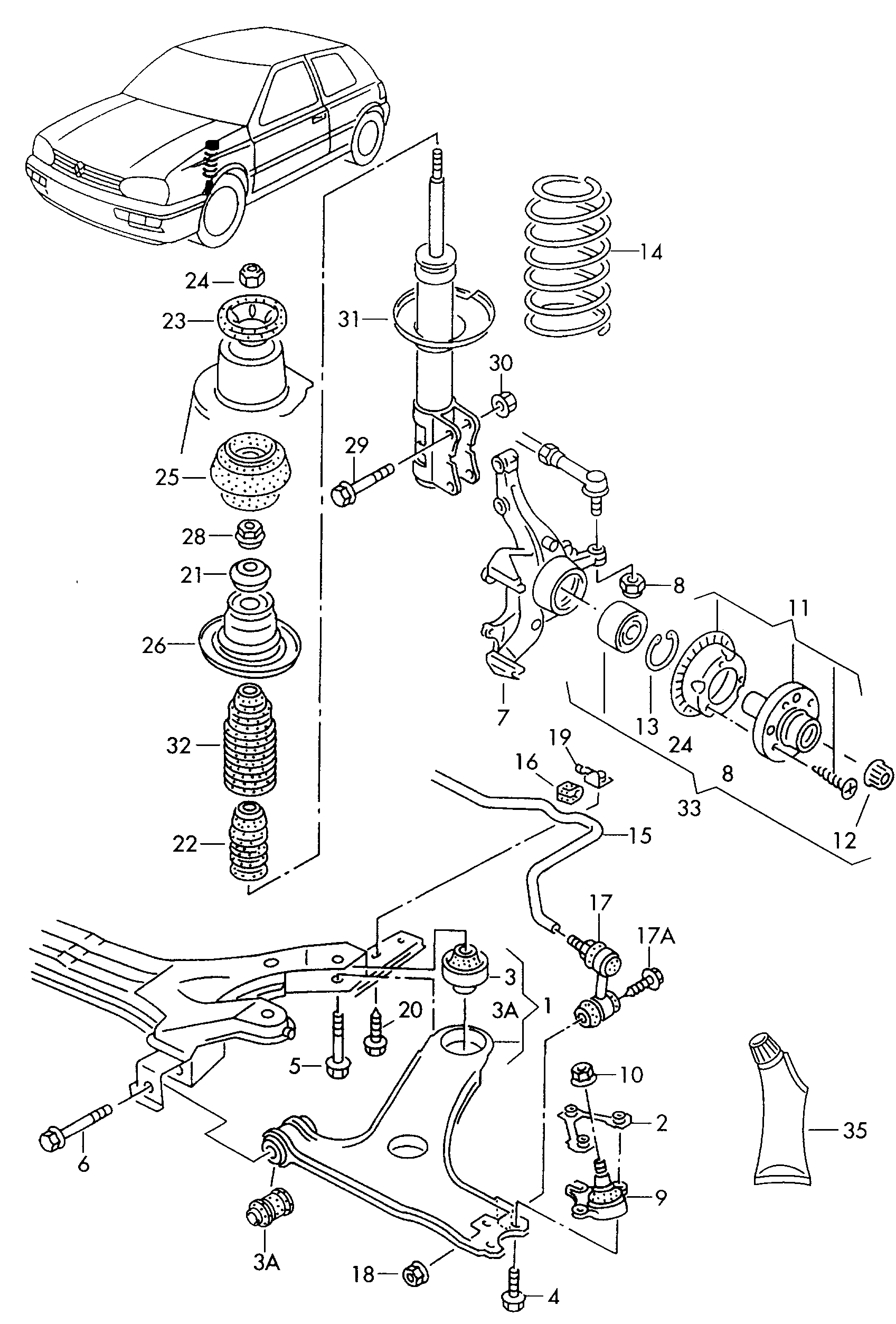 Seat 1H0413175 - Putekļu aizsargkomplekts, Amortizators ps1.lv