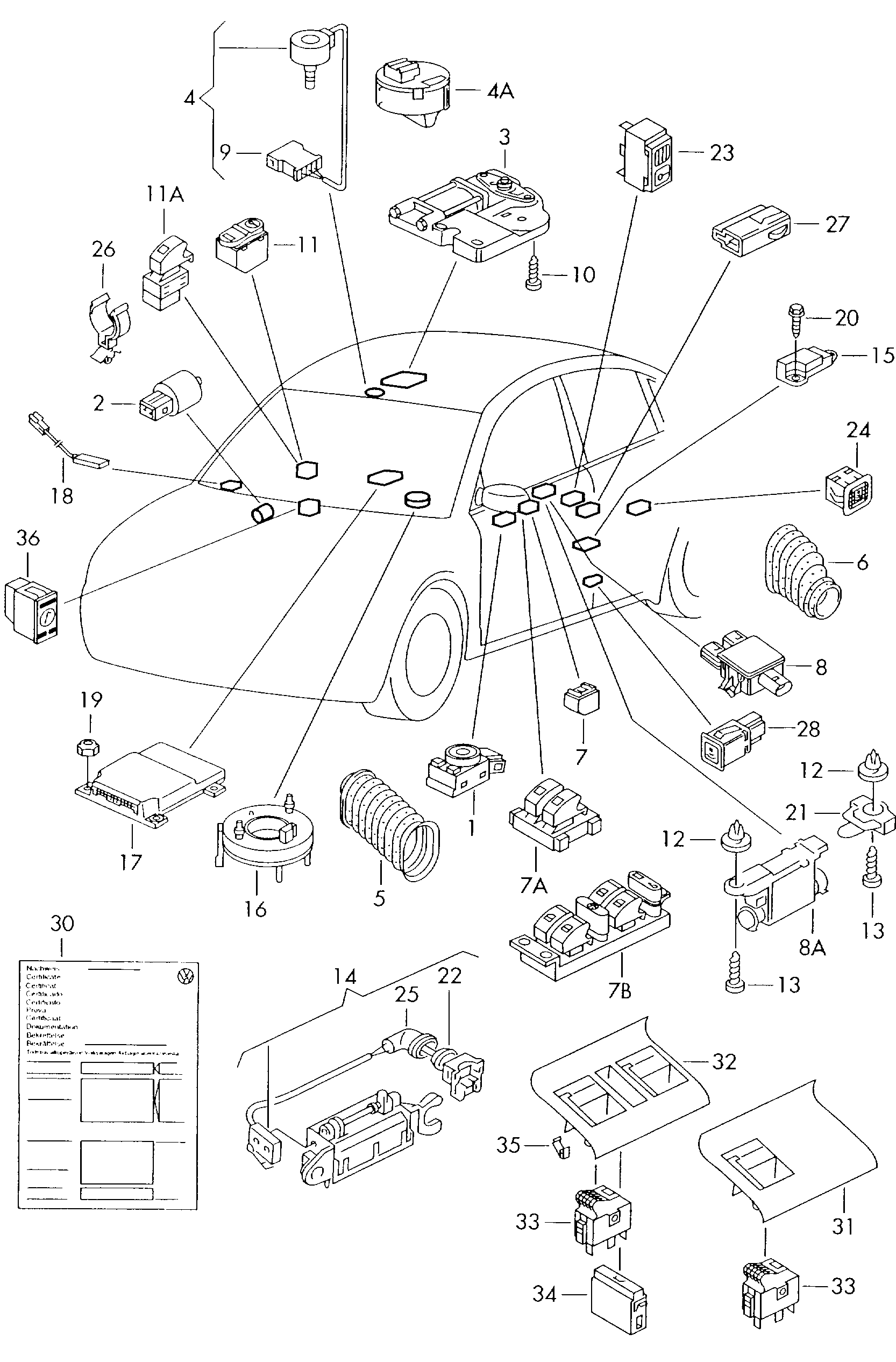 Seat 1J3 959 857B - Slēdzis, Stikla pacēlājmehānisms ps1.lv