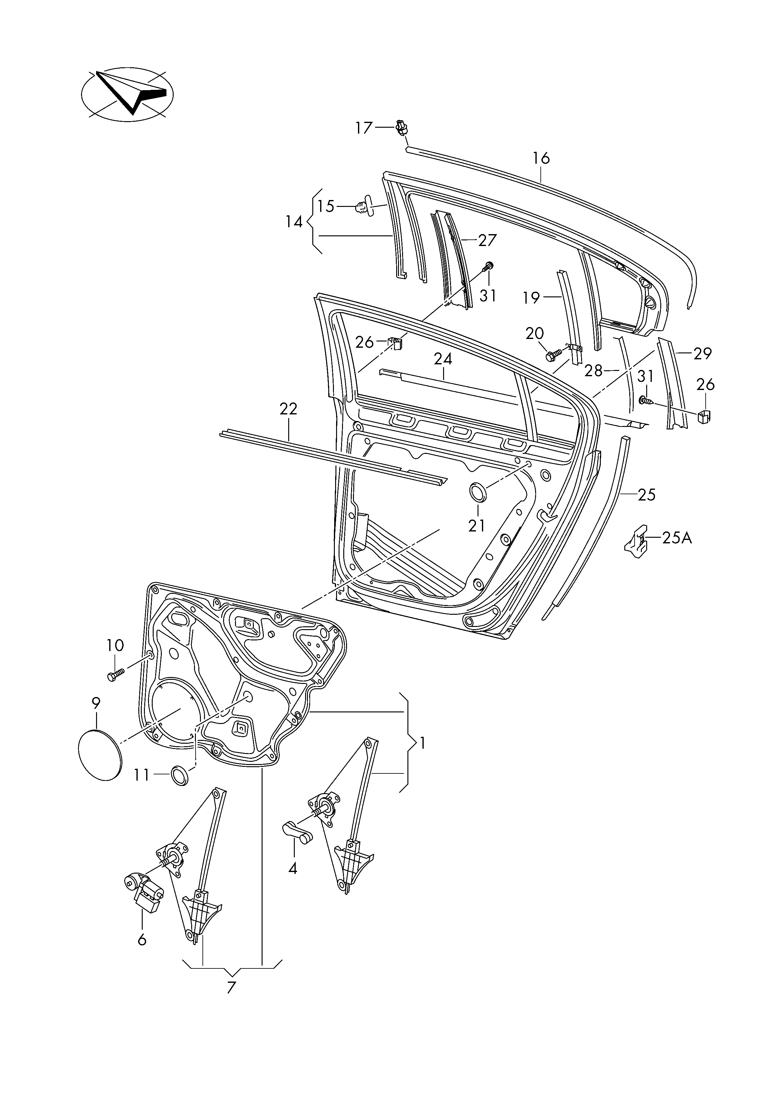 VAG 3C9 839 461 L - Remkomplekts, Stikla pacēlājs ps1.lv