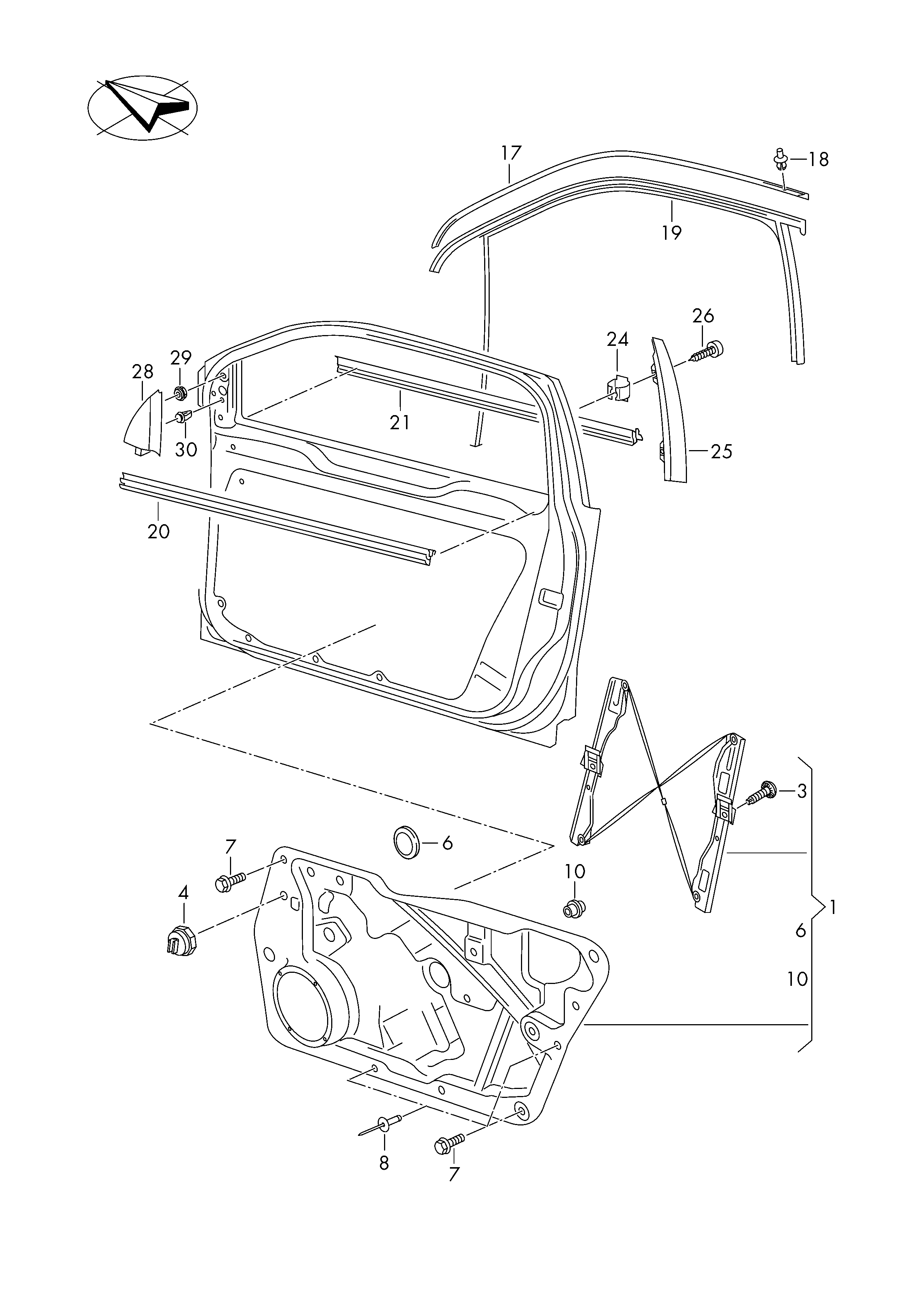 VW 5N0 837 461 - Stikla pacelšanas mehānisms ps1.lv