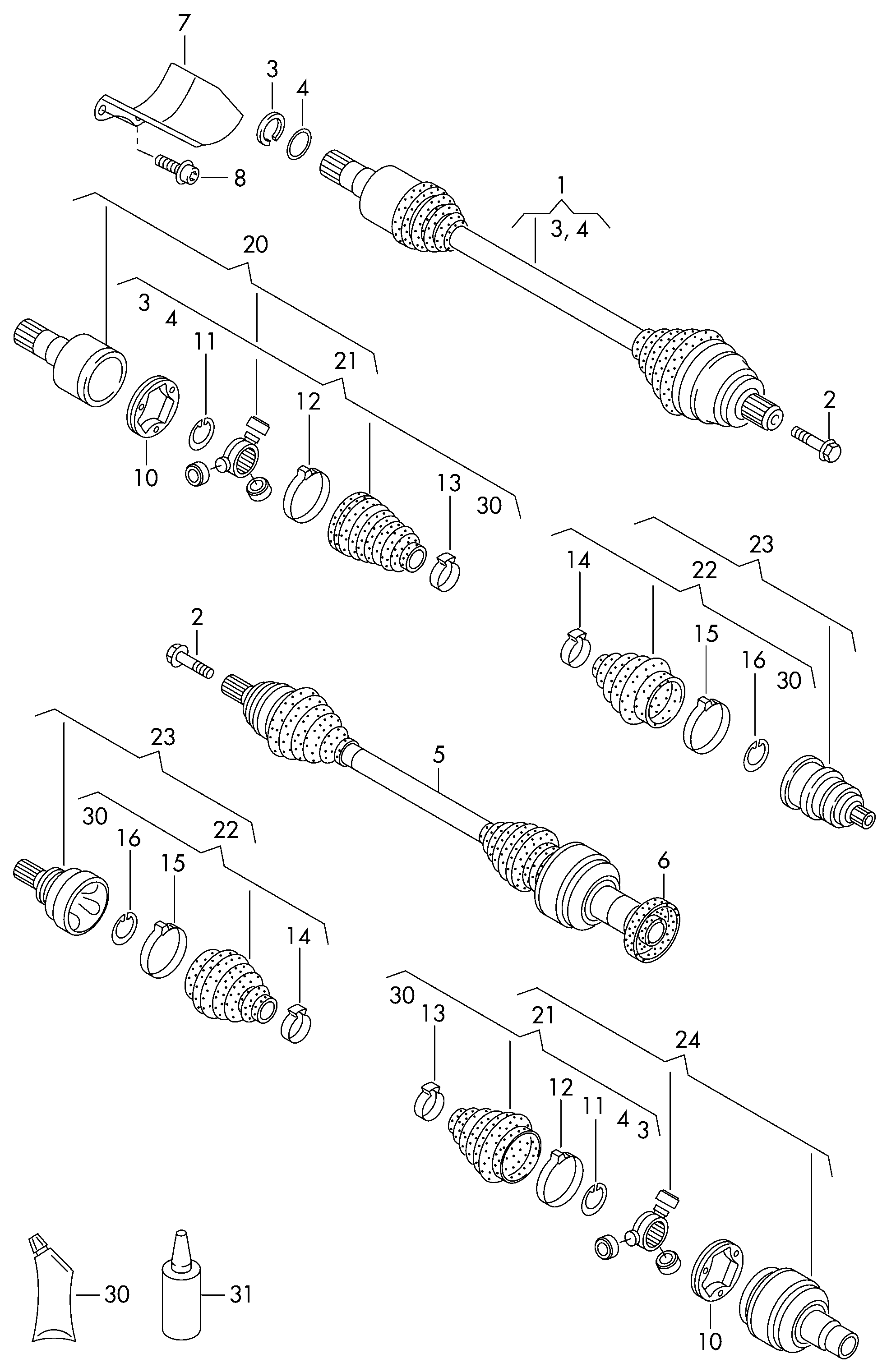 VW 5N0498099 - Šarnīru komplekts, Piedziņas vārpsta ps1.lv