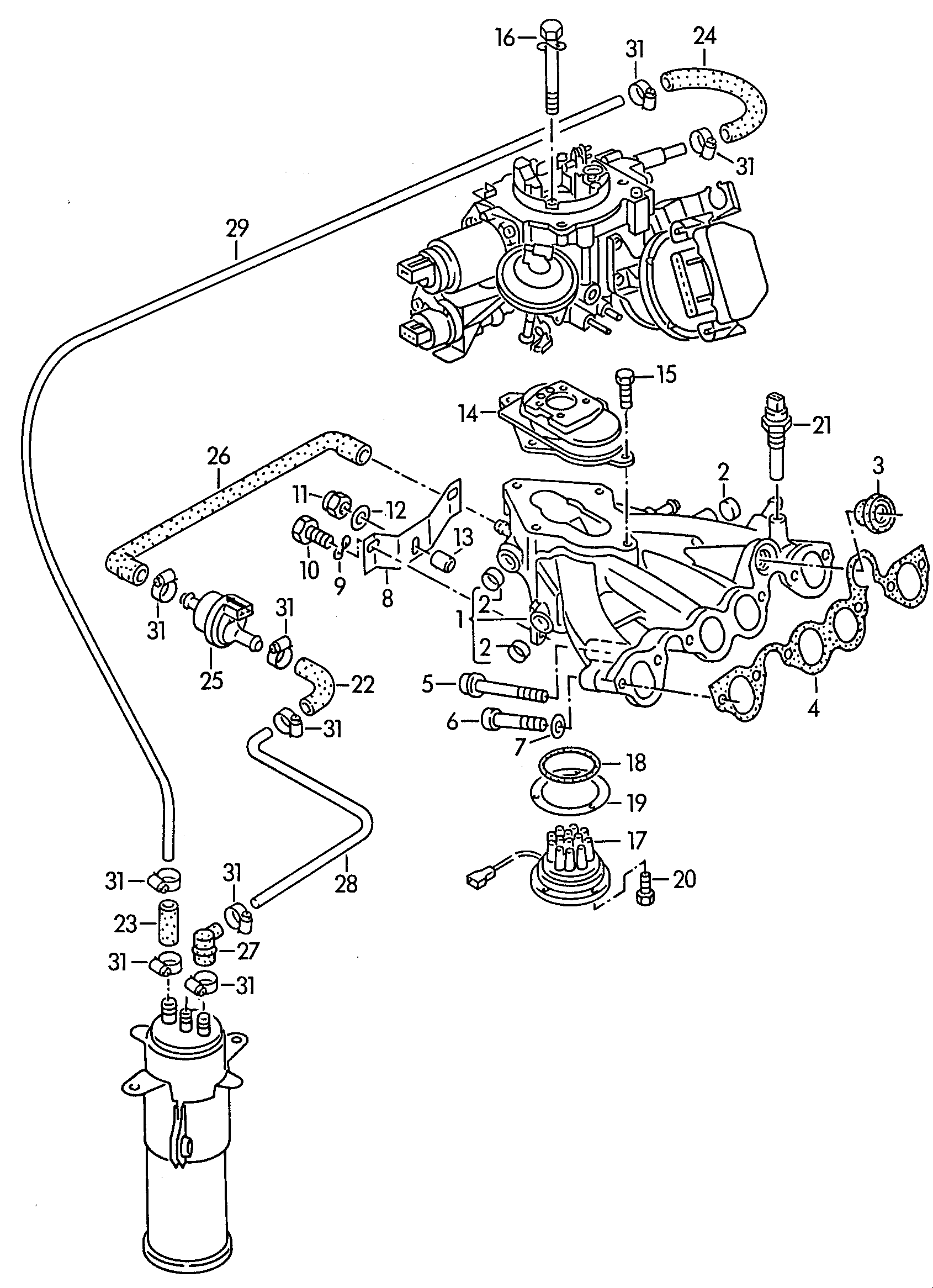 AUDI 050 129 761 C - Flancis, Karburators ps1.lv