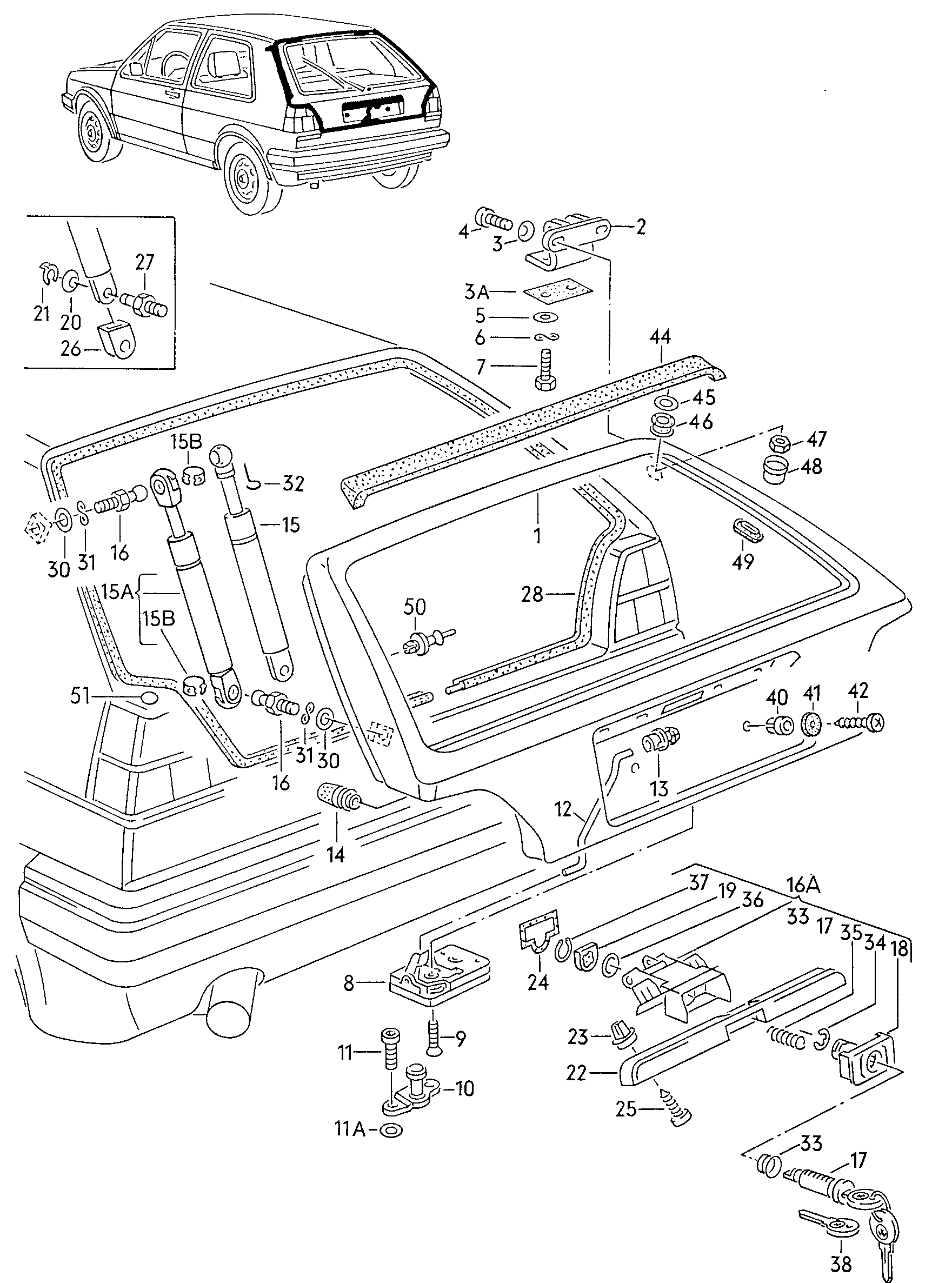 VW 191 827 550 B - Gāzes atspere, Bagāžas / Kravas nodalījuma vāks ps1.lv