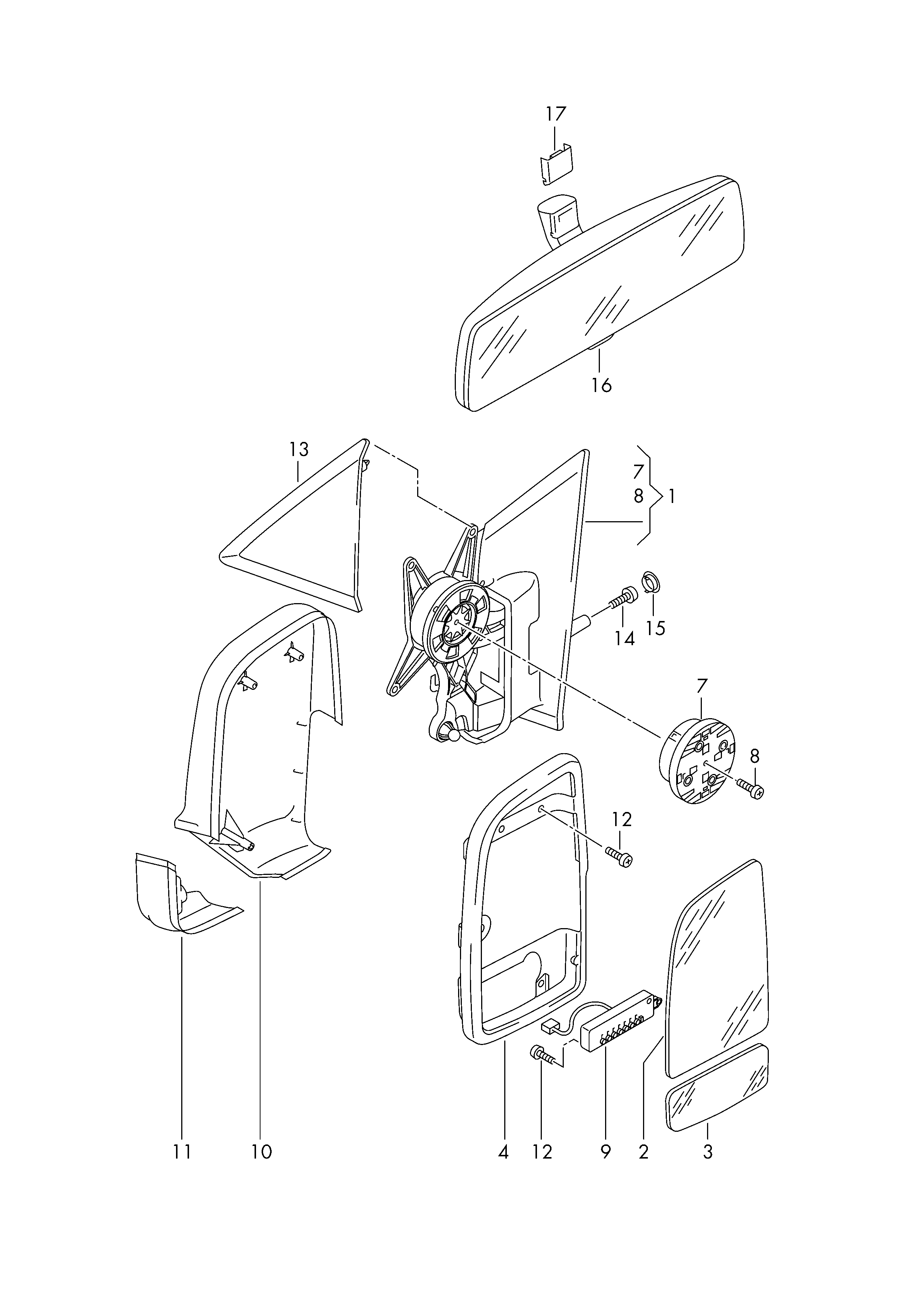 VW 2E1 857 136 - Kronšteins, Ārējais atpakaļskata spogulis ps1.lv