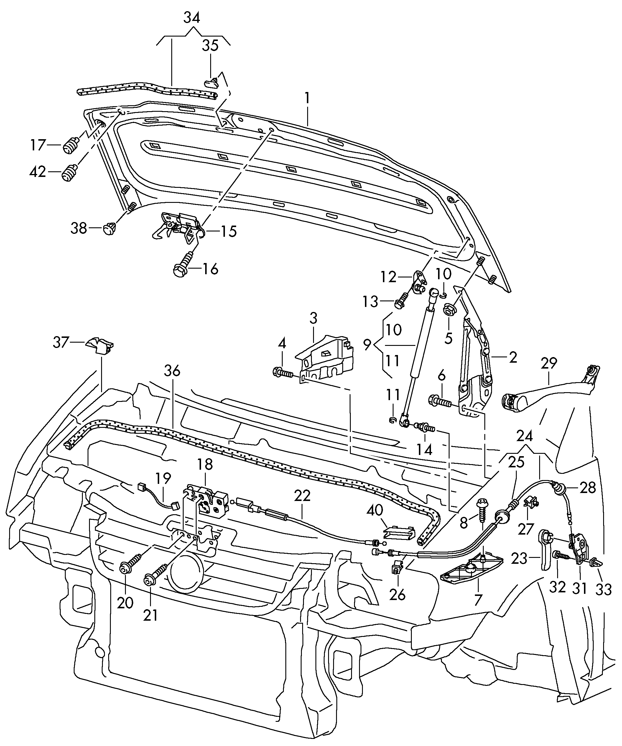 Seat 1T0823359A - Gāzes atspere, Motora pārsegs ps1.lv