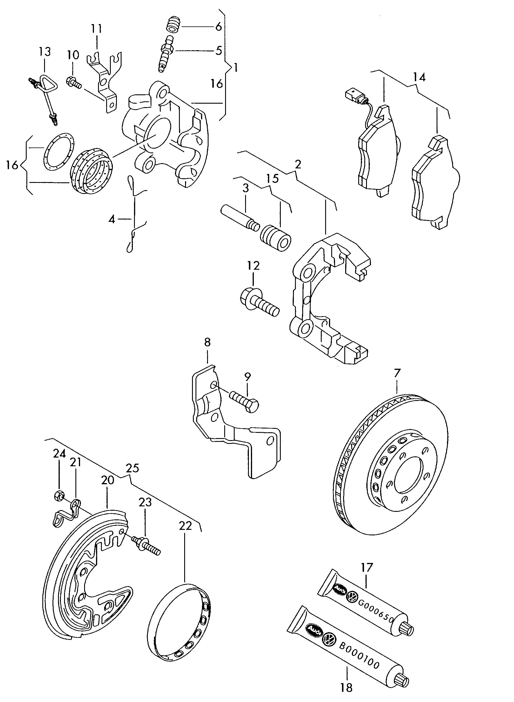 VW 4A0615269 - Piederumu komplekts, Disku bremžu uzlikas ps1.lv