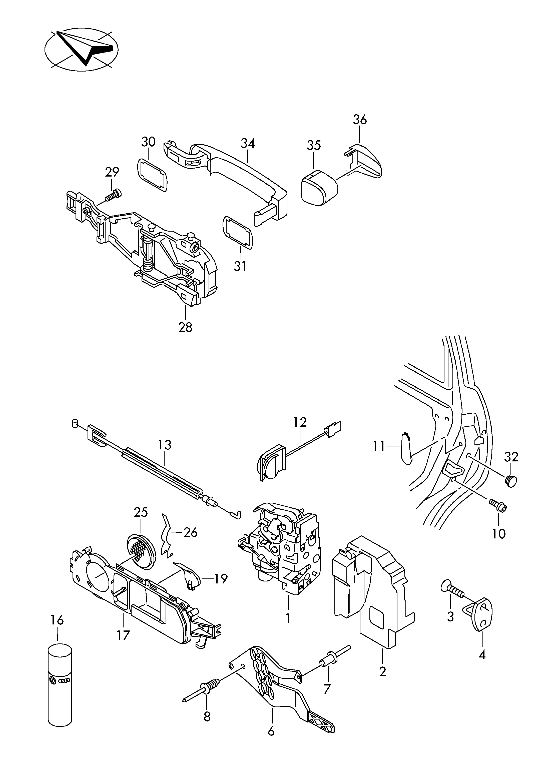 VW 7L0 839 015 E - Durvju slēdzene ps1.lv