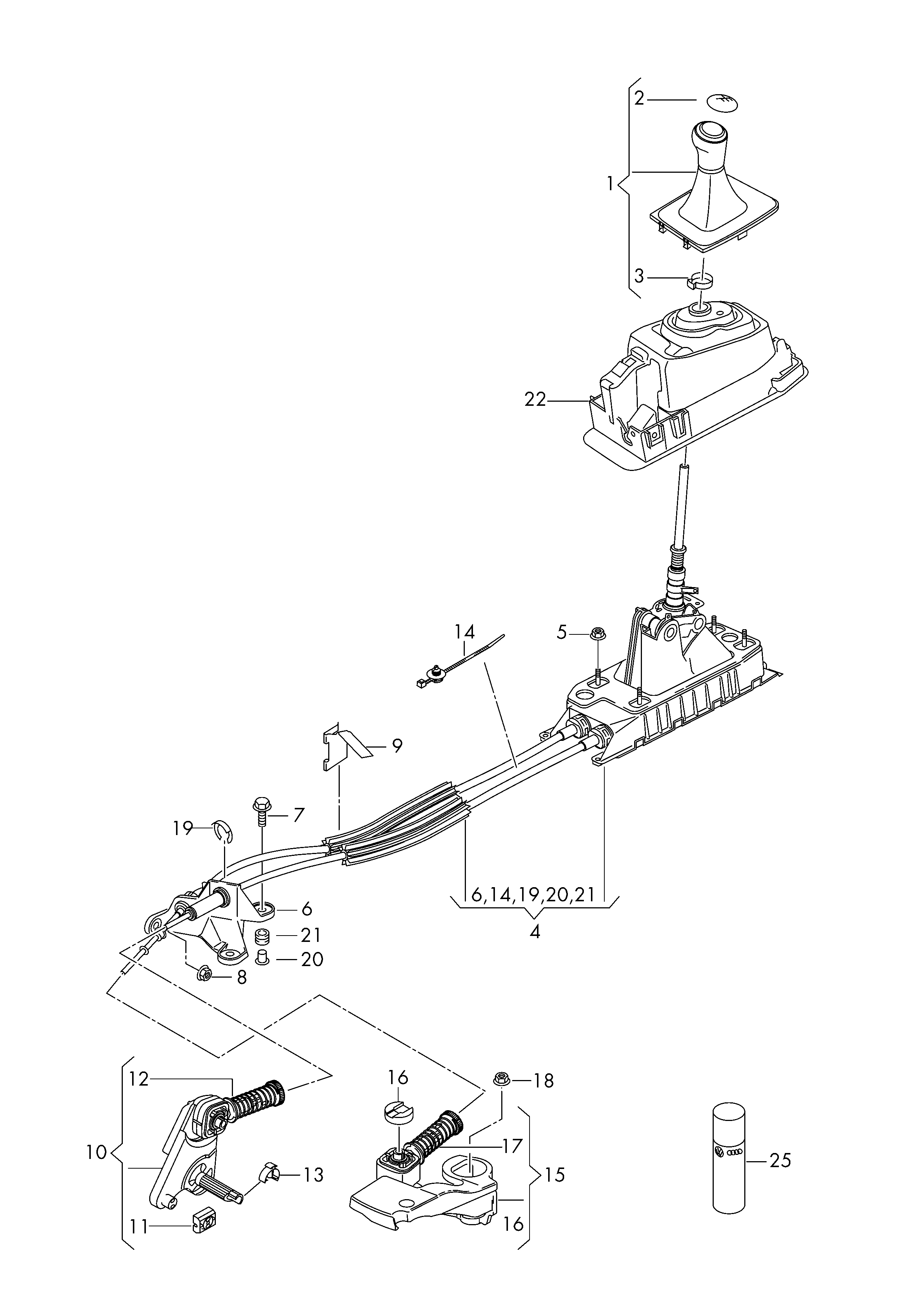 VAG 5K0 711 144 C - Vāciņš, Pārslēgšanas sviras rokturis ps1.lv