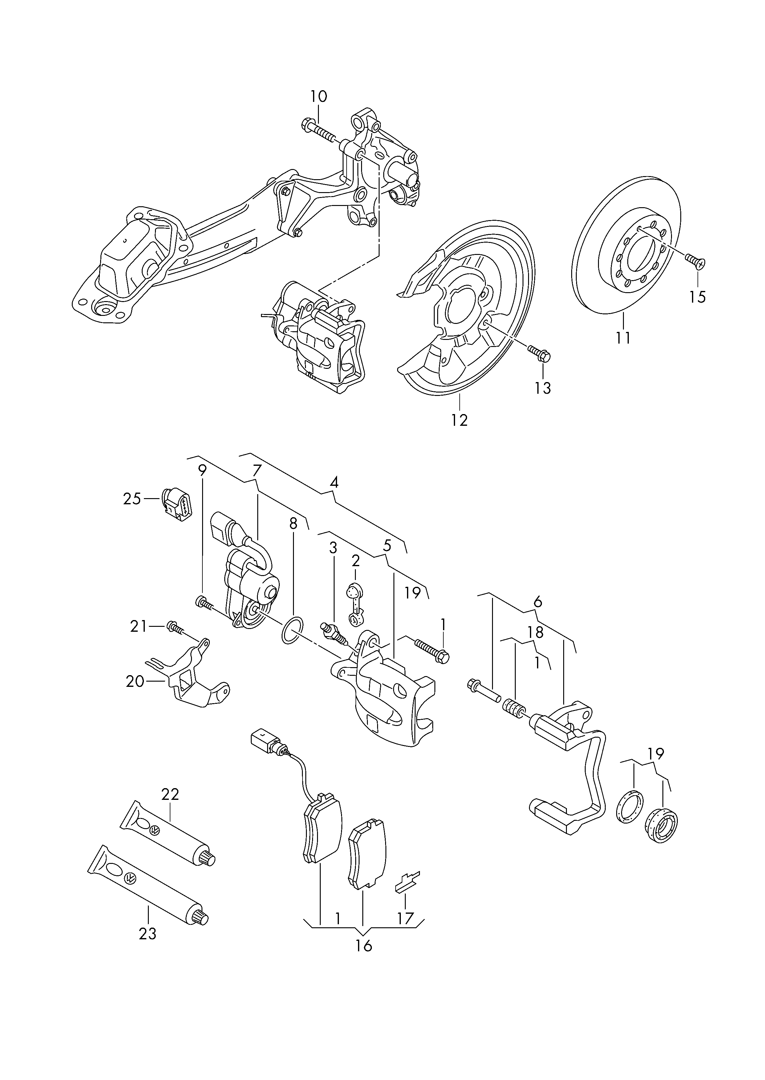 VAG 3C0615425 - Virzītājčaulu komplekts, Bremžu suports ps1.lv