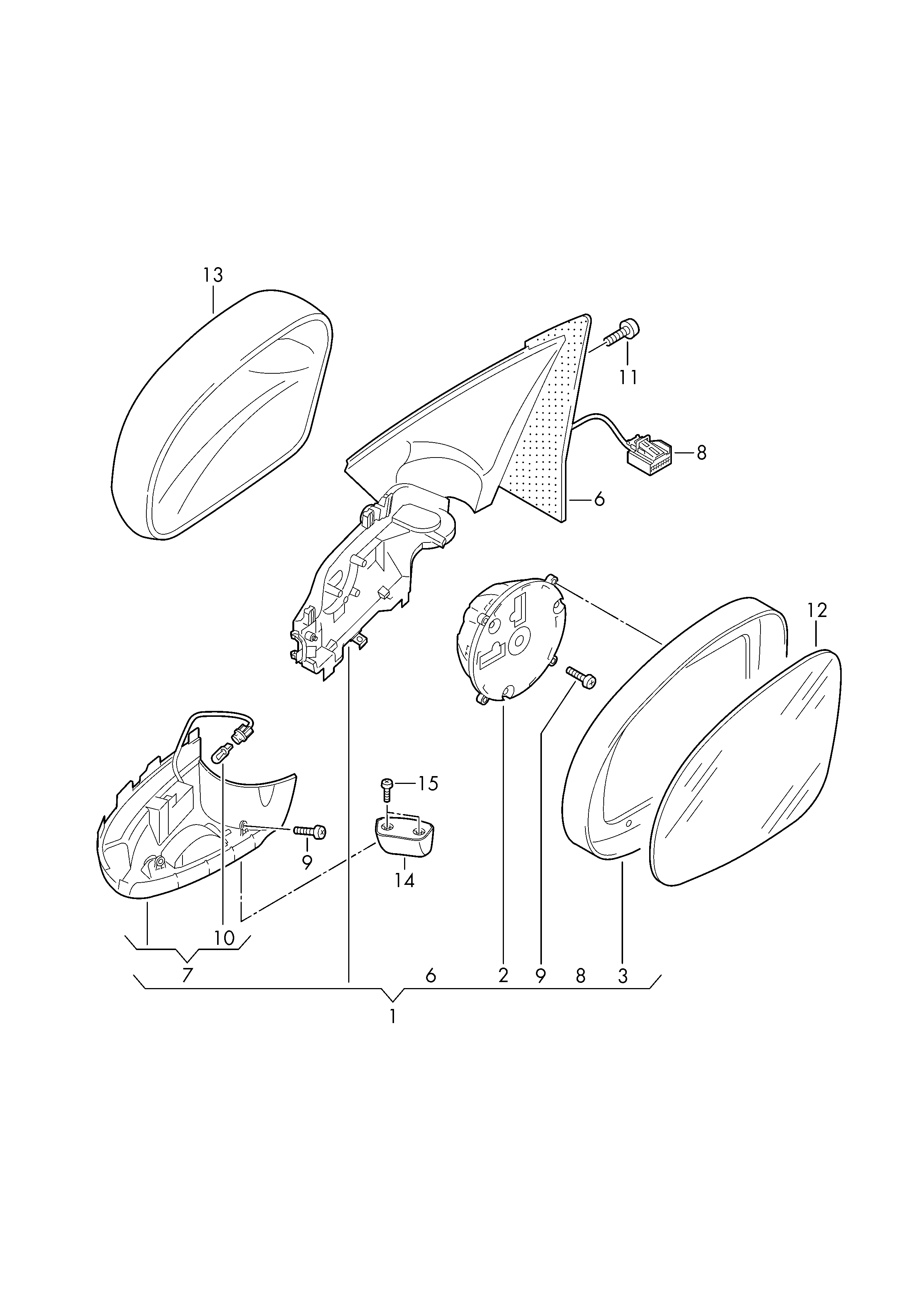 VW 5N0 857 521 - Spoguļstikls, Ārējais atpakaļskata spogulis ps1.lv