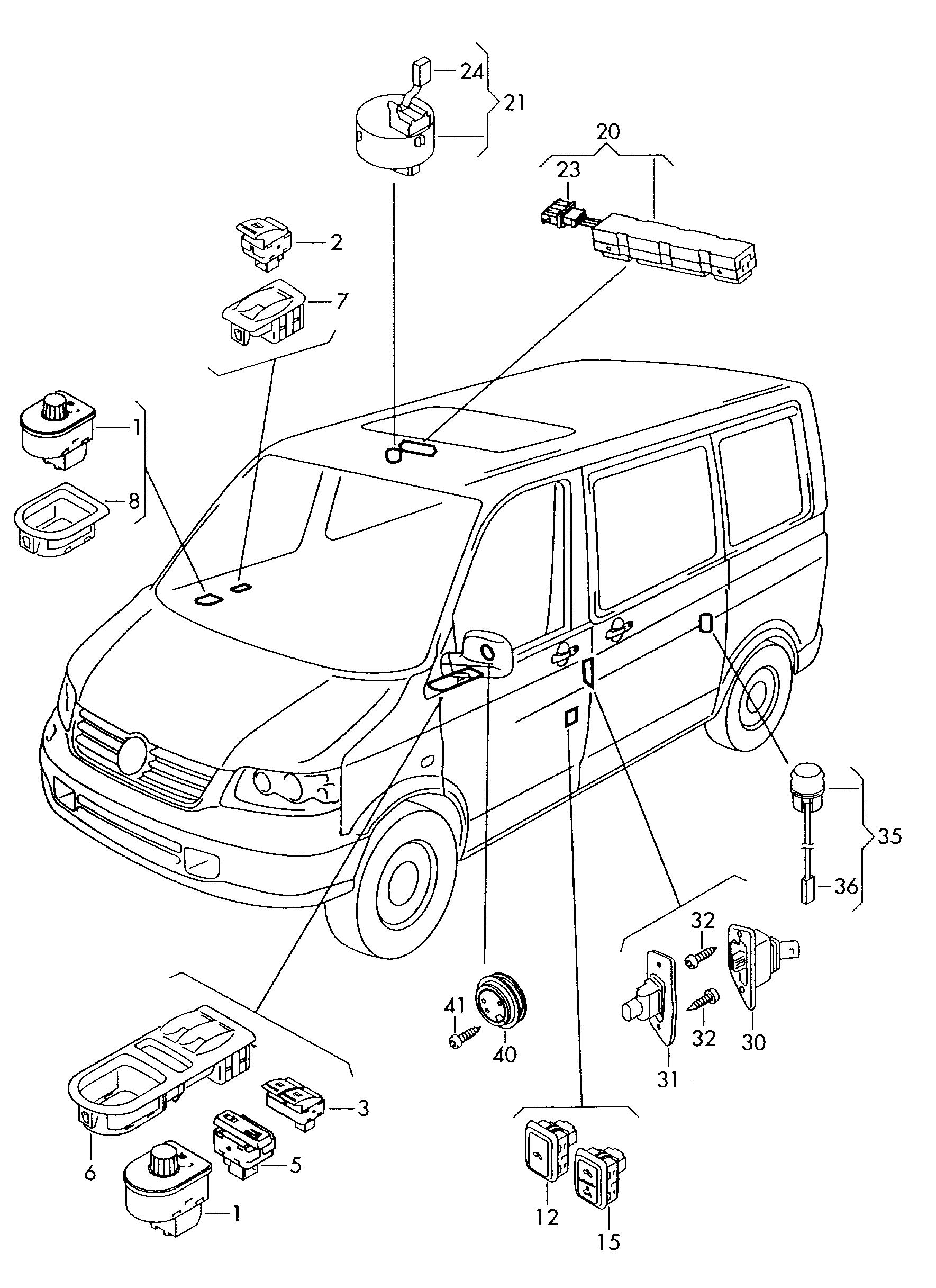 VW 7E0 959 855 - Slēdzis, Stikla pacēlājmehānisms ps1.lv