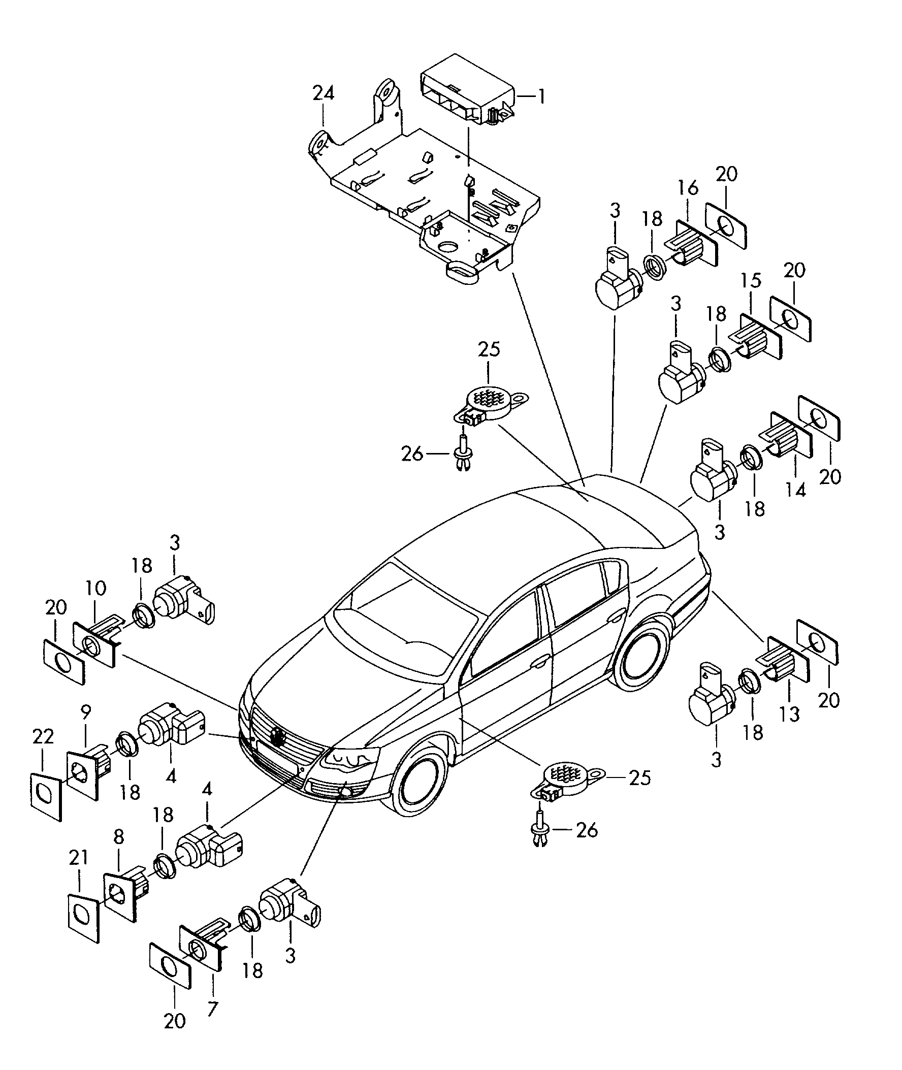 Skoda 3C0 919 275 AD - Devējs, Parkošanās palīgsistēma ps1.lv