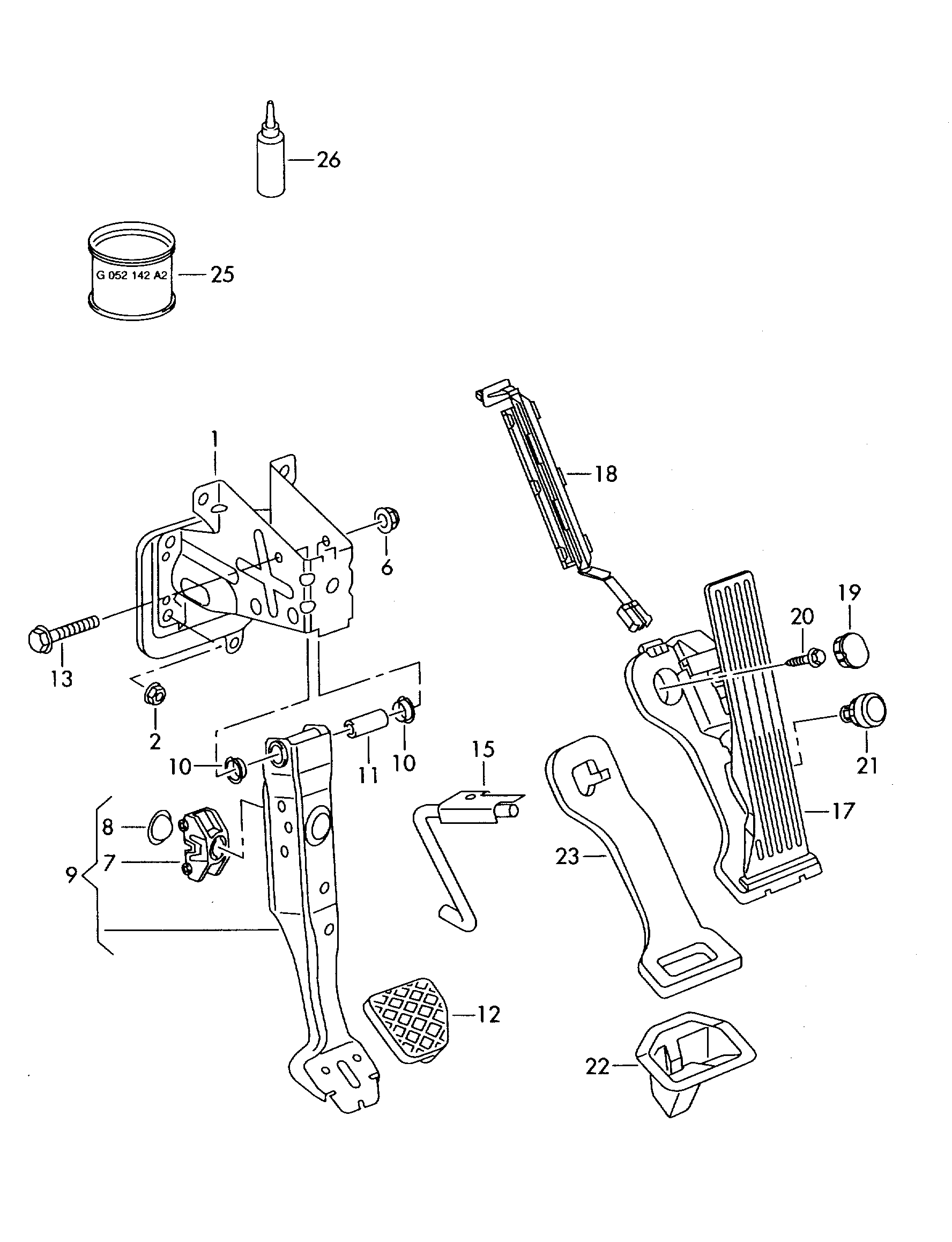 Skoda 1K1 721 503 AA - Degvielas padeves vadības pedāļa komplekts ps1.lv