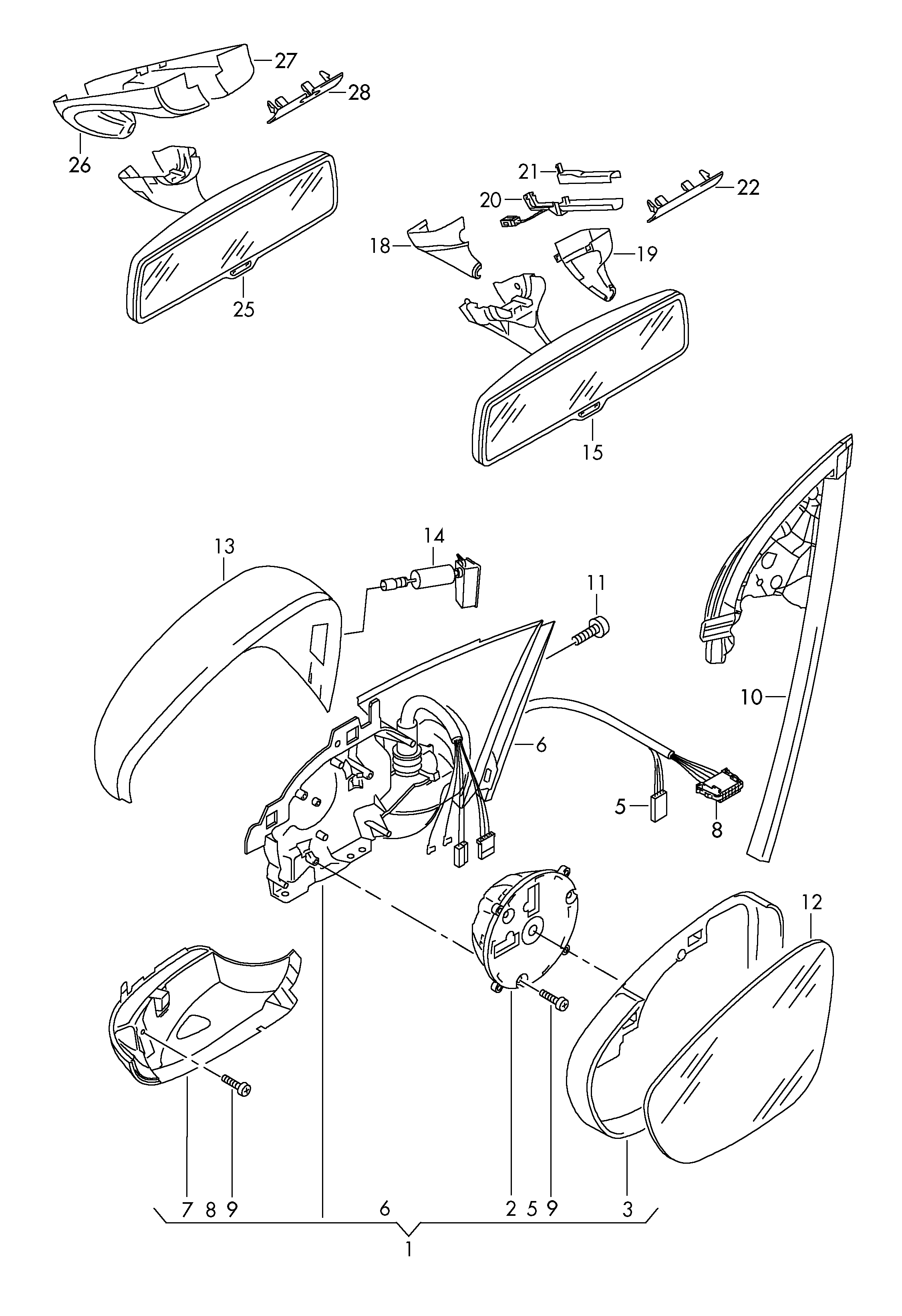 VAG 3C8 857 521 - Spoguļstikls, Ārējais atpakaļskata spogulis ps1.lv